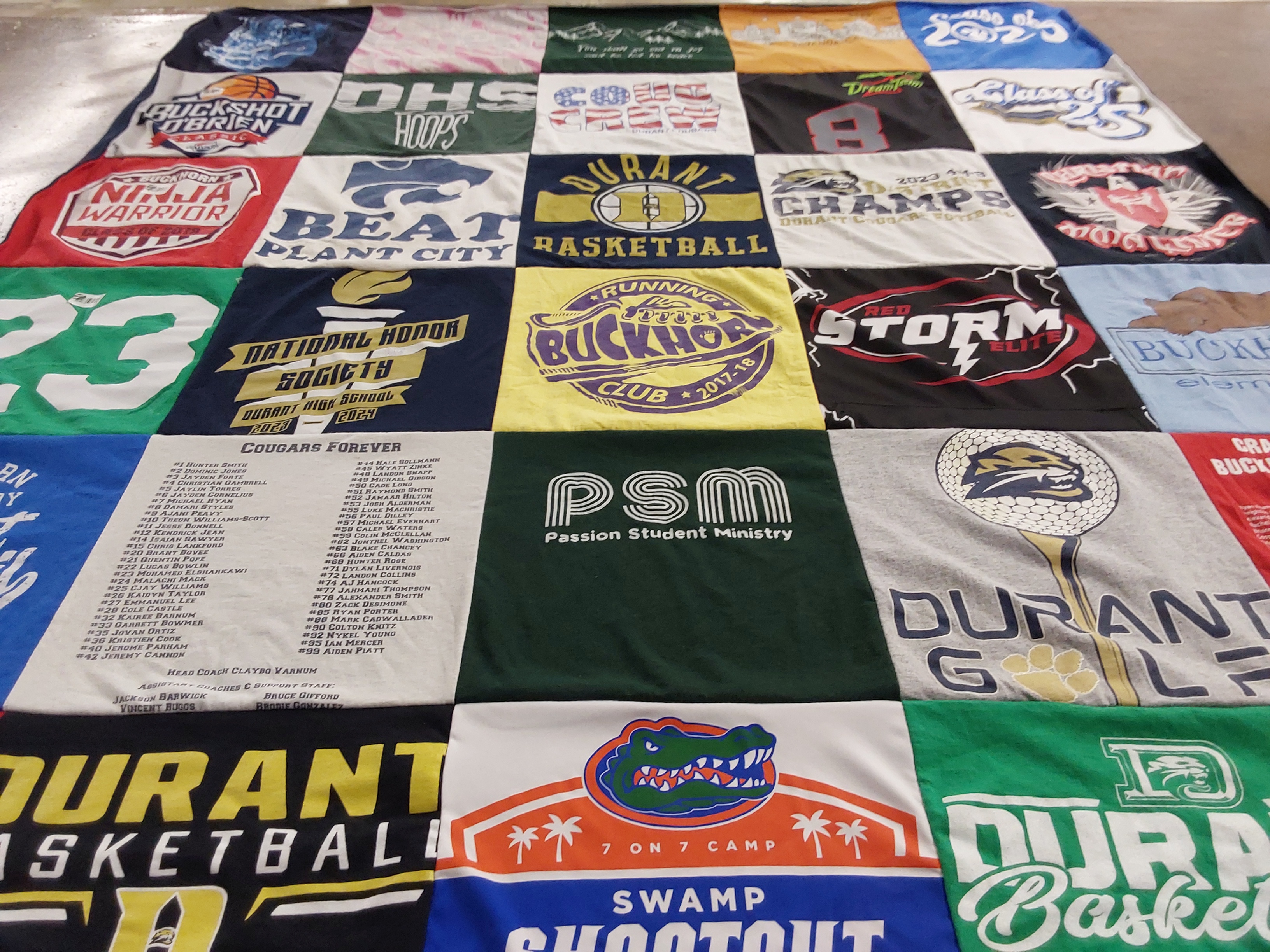 T-shirt quilt featuring durant basketball, cougars by Paton from FL