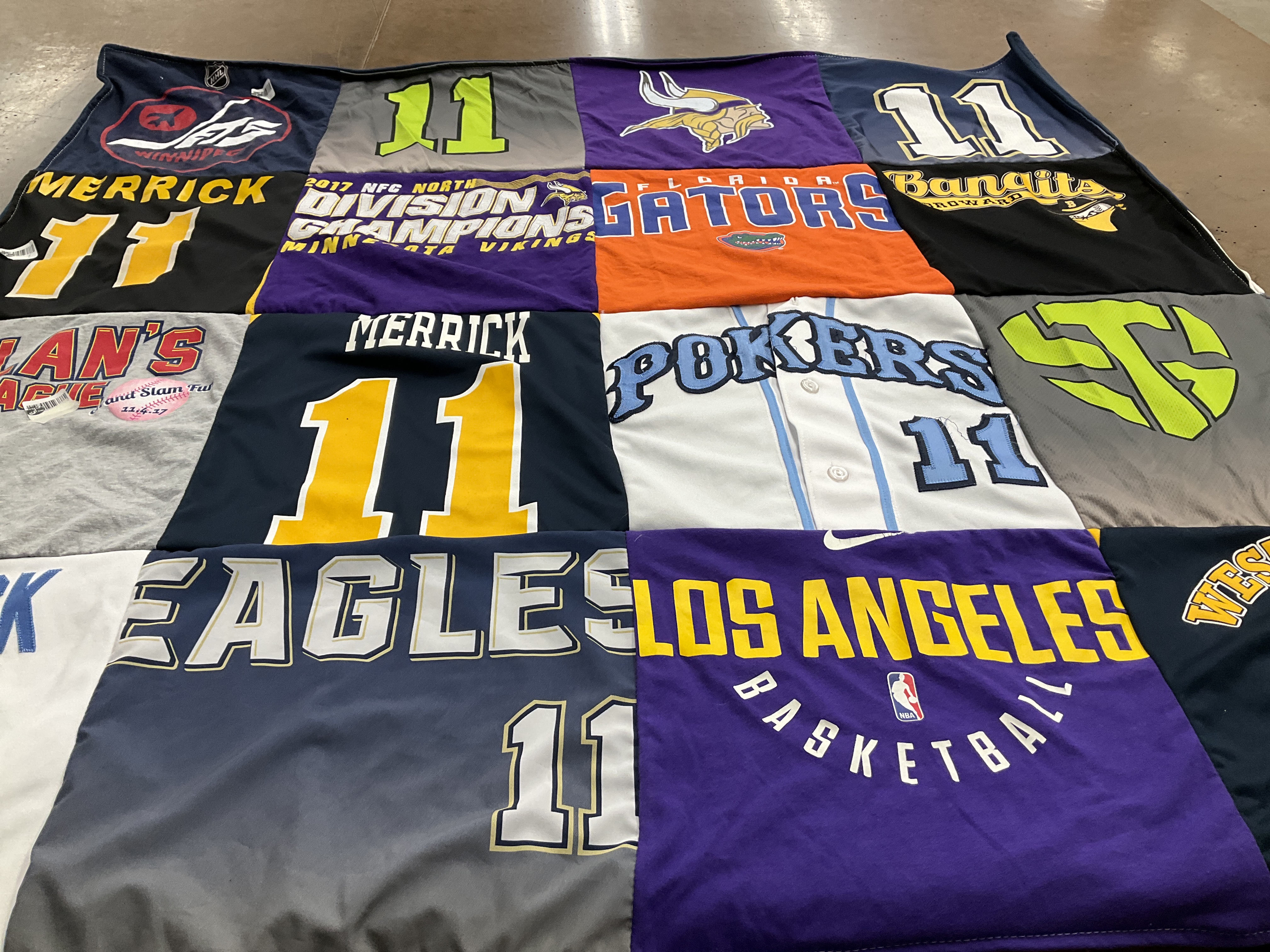 T-shirt quilt featuring florida gators, minnesota vikings by Gail from FL