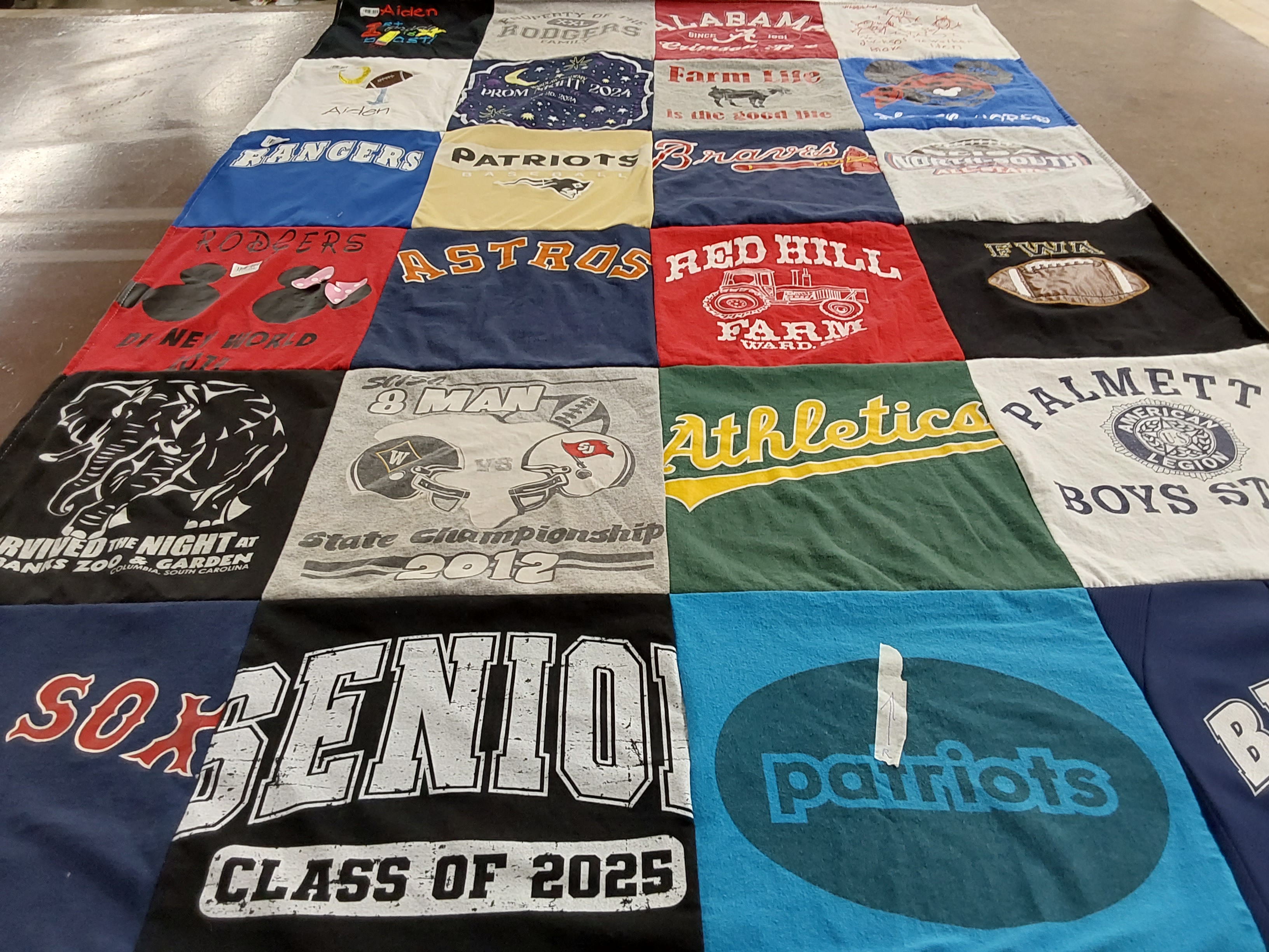 T-shirt quilt featuring patriots, astros by Josie from SC
