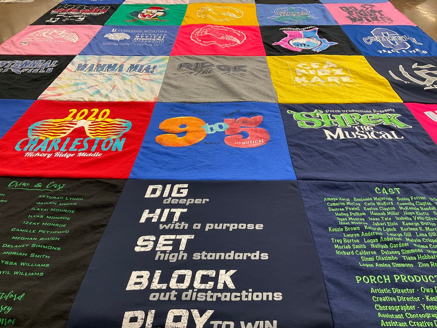 T-shirt quilt from hickory ridge middle school by Tannisha from GA