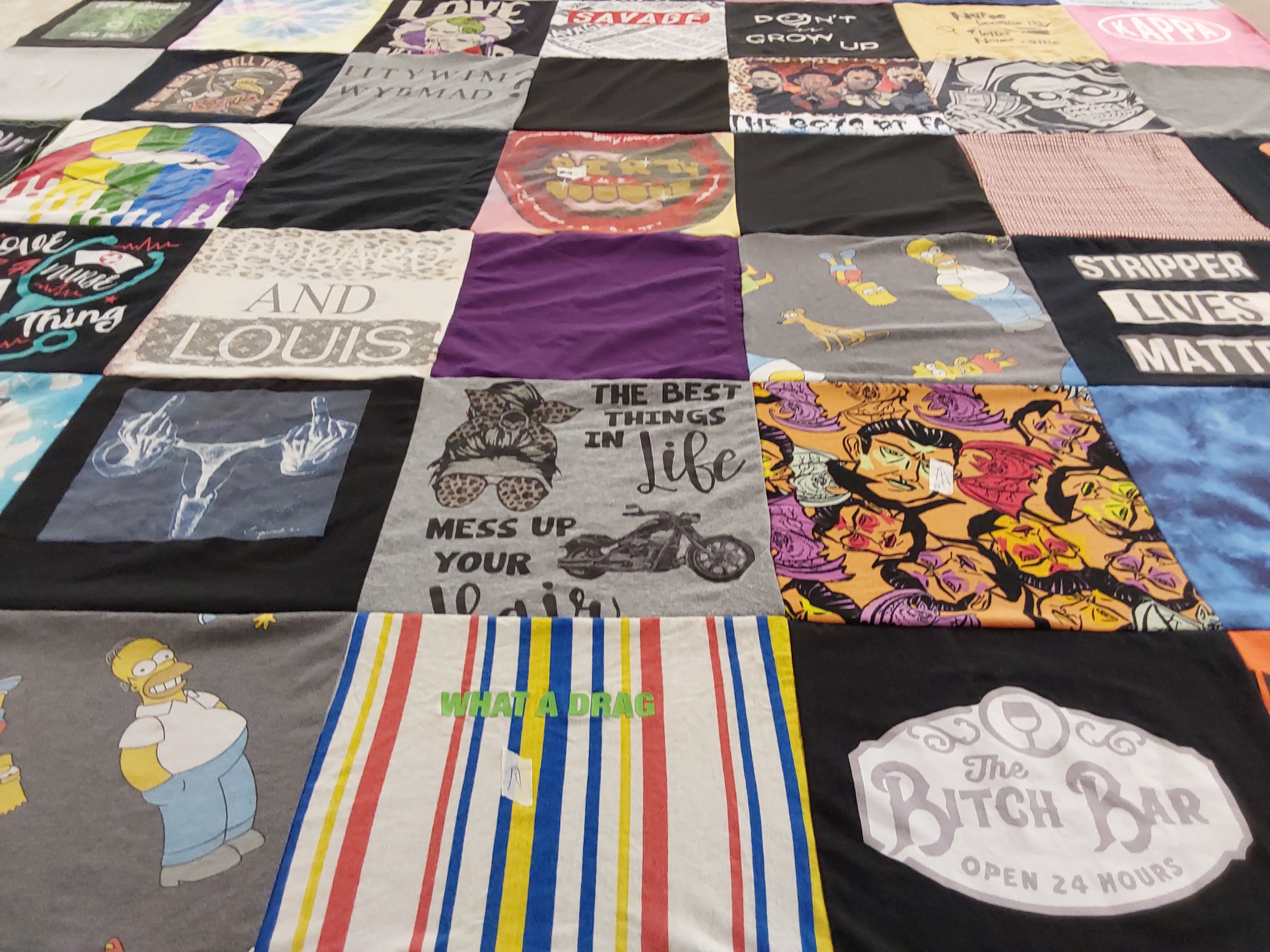 T-shirt quilt with comedy, cartoons themes by Ashley from AZ