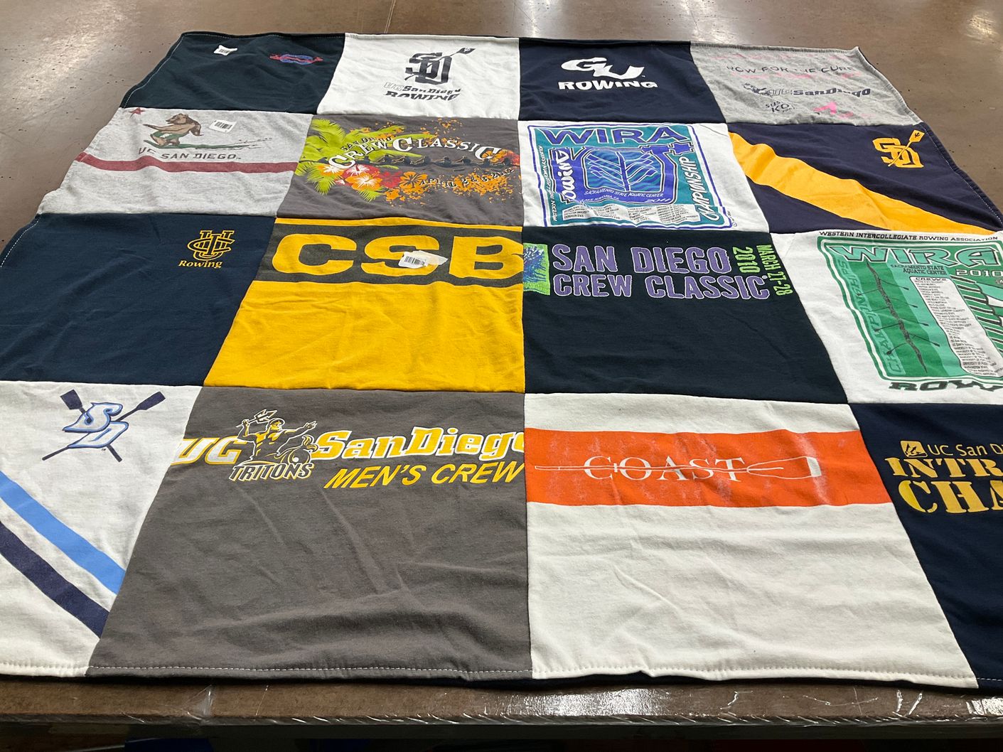 T-shirt quilt featuring uc san diego men's crew by Yukiko from CA