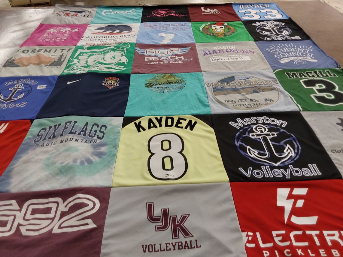 T-shirt quilt featuring marston volleyball by Mary from CA
