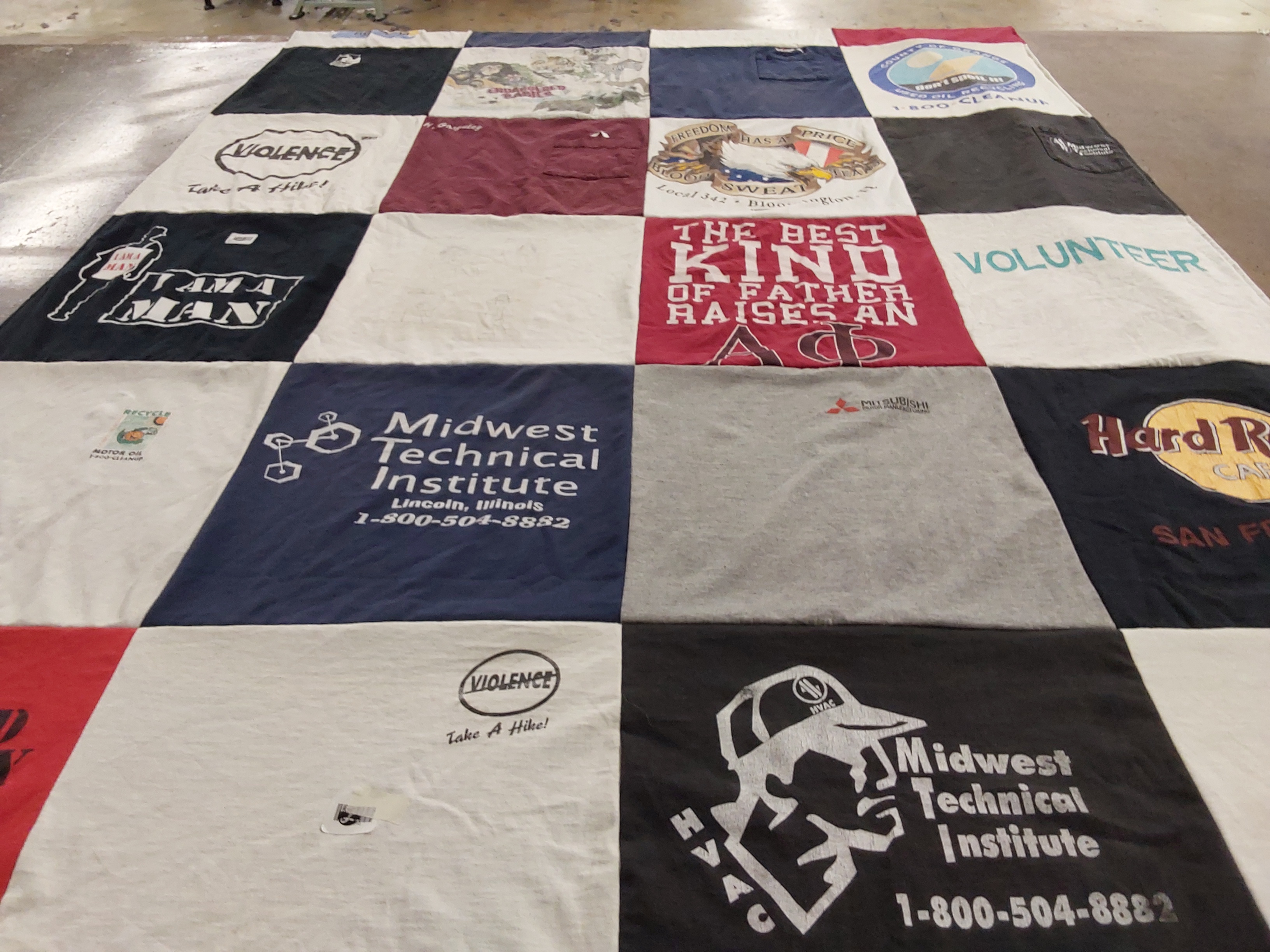 T-shirt quilt from midwest technical institute by Emma from CA