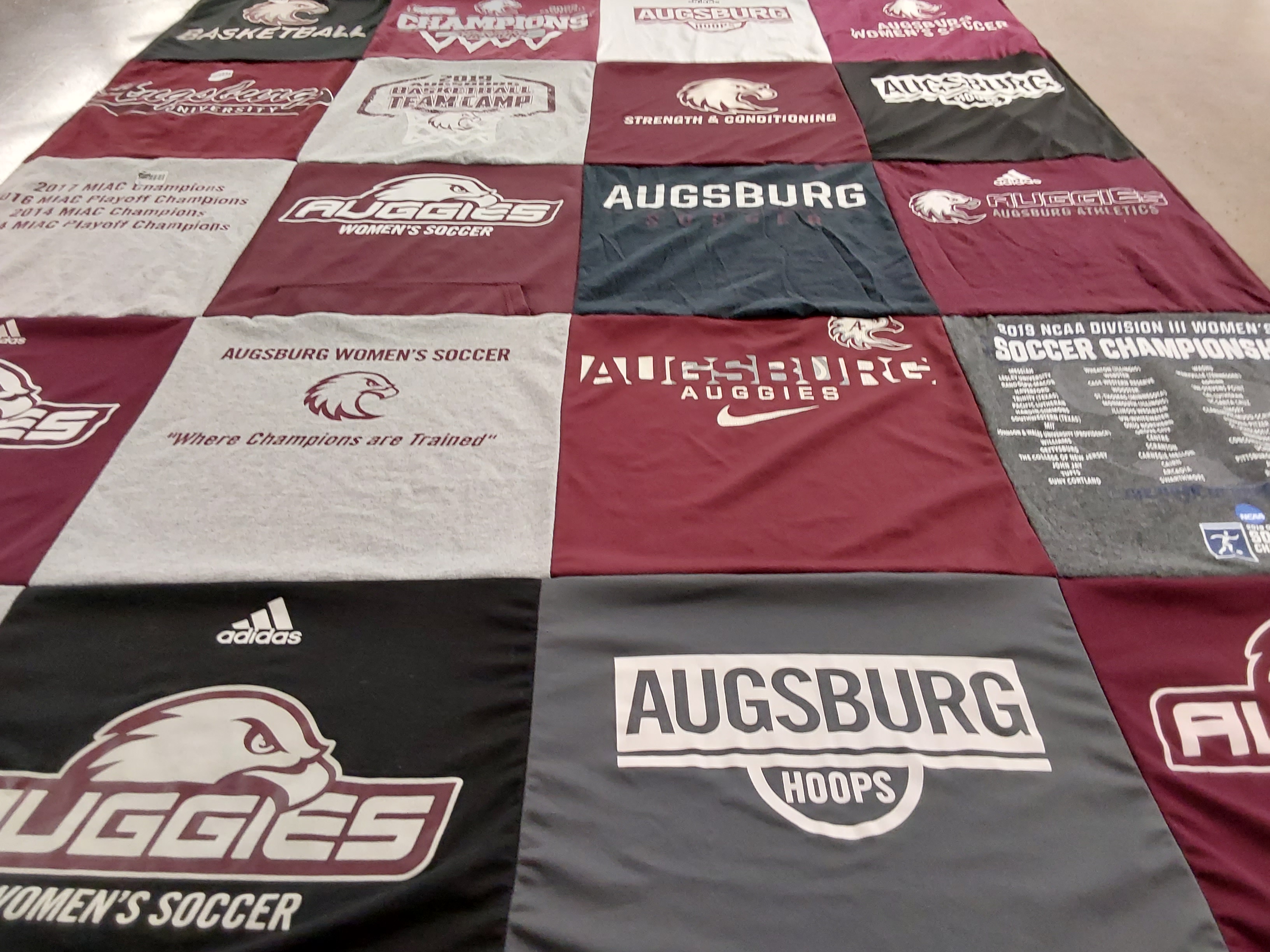 T-shirt quilt featuring augsburg women's soccer by jen from MA