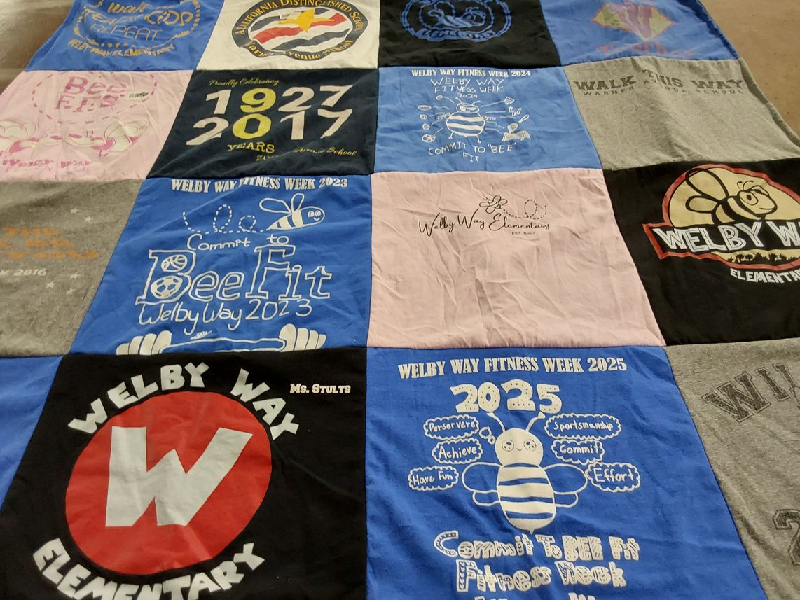 T-shirt quilt from welby way elementary school by Cynthia from CA