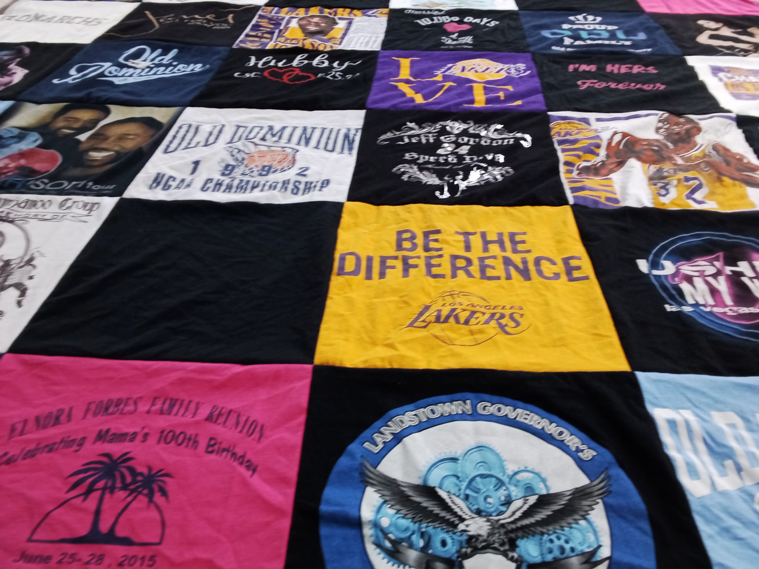 T-shirt quilt featuring los angeles lakers by Myrtle from VA