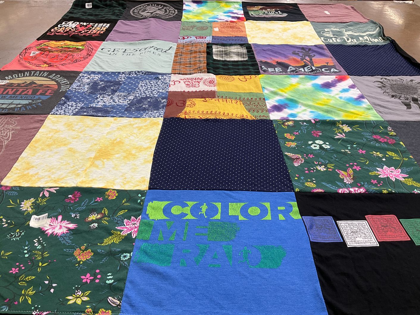 T-shirt quilt with nature, adventure themes by Christy from NM