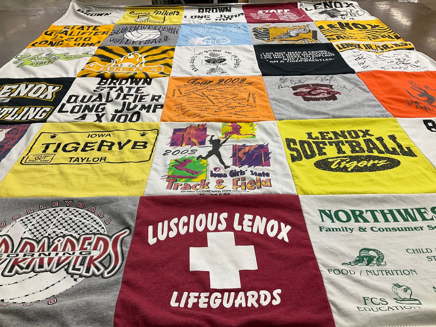 T-shirt quilt featuring lenox tigers by Shelley from NE