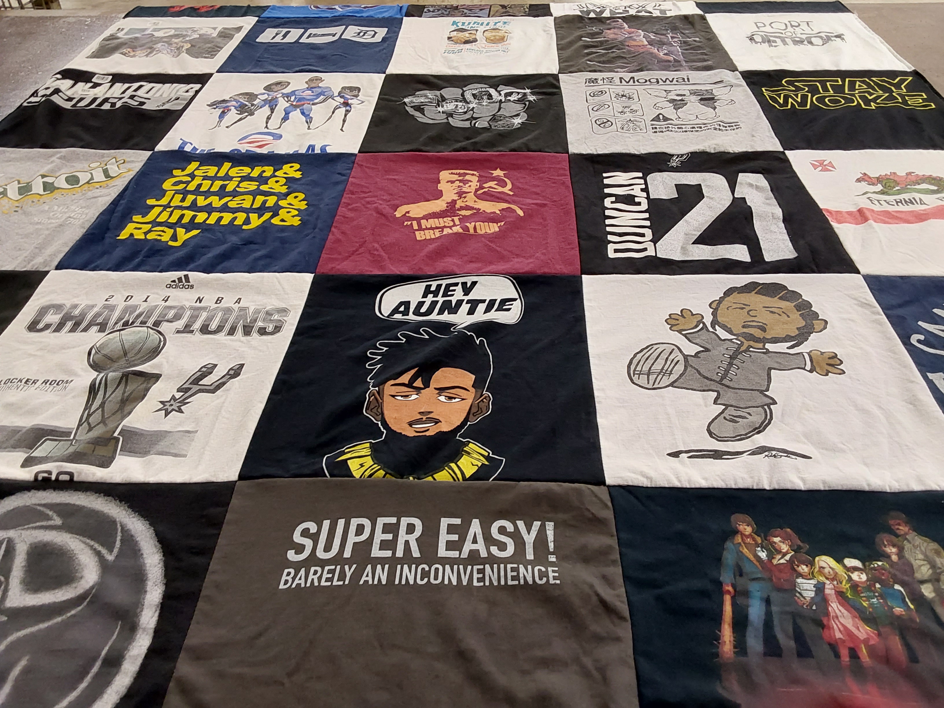T-shirt quilt featuring san antonio spurs by Kurvelle from SC