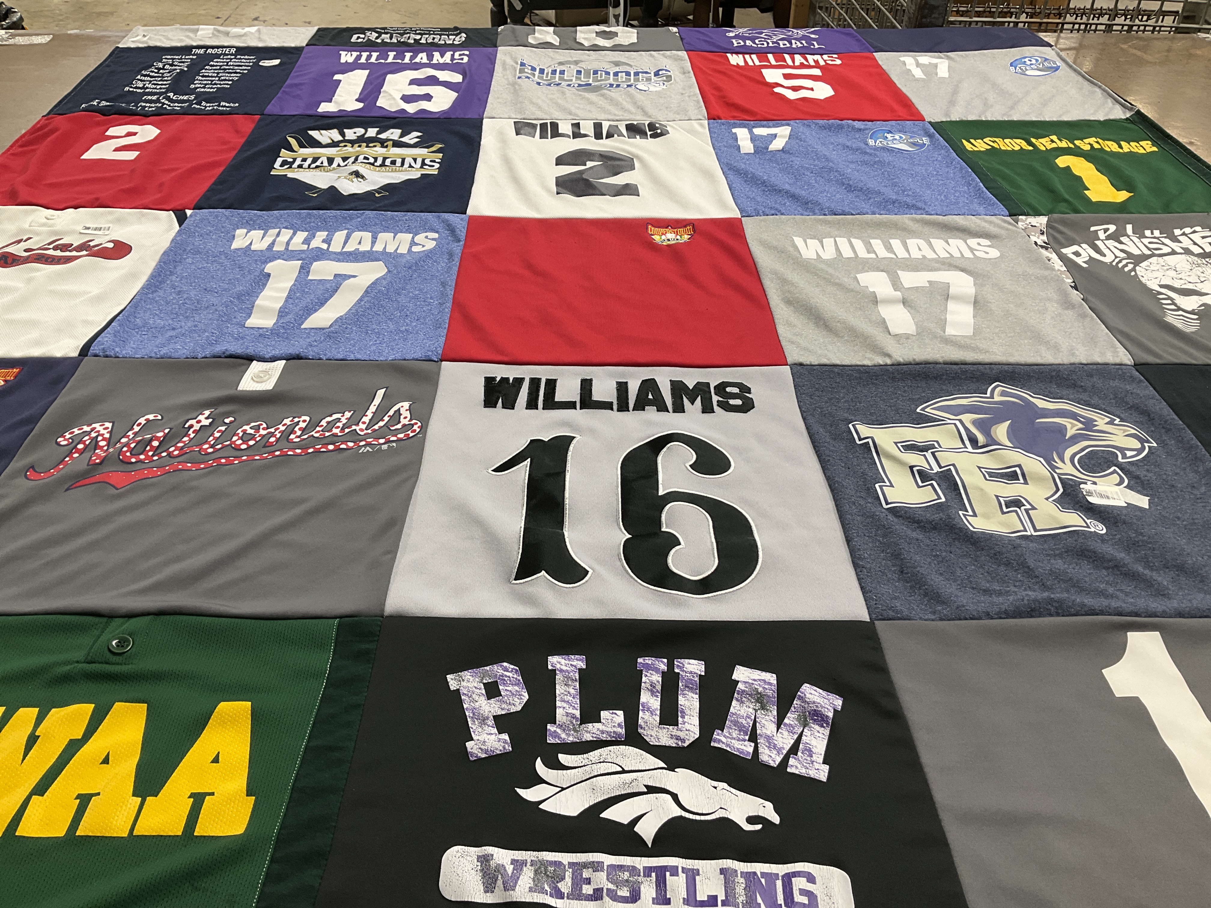 T-shirt quilt featuring plum wrestling, franklin regional sports by Glennis from PA