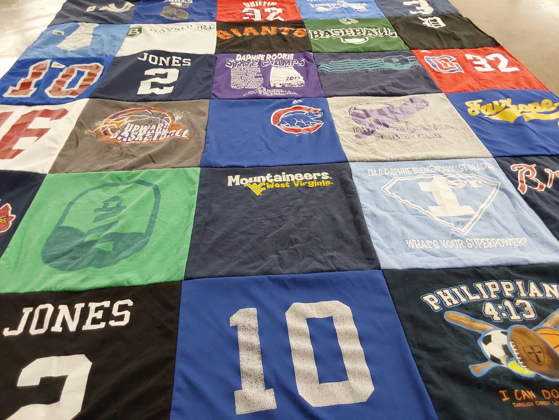 T-shirt quilt featuring west virginia mountaineers, giants by Sarah from AL