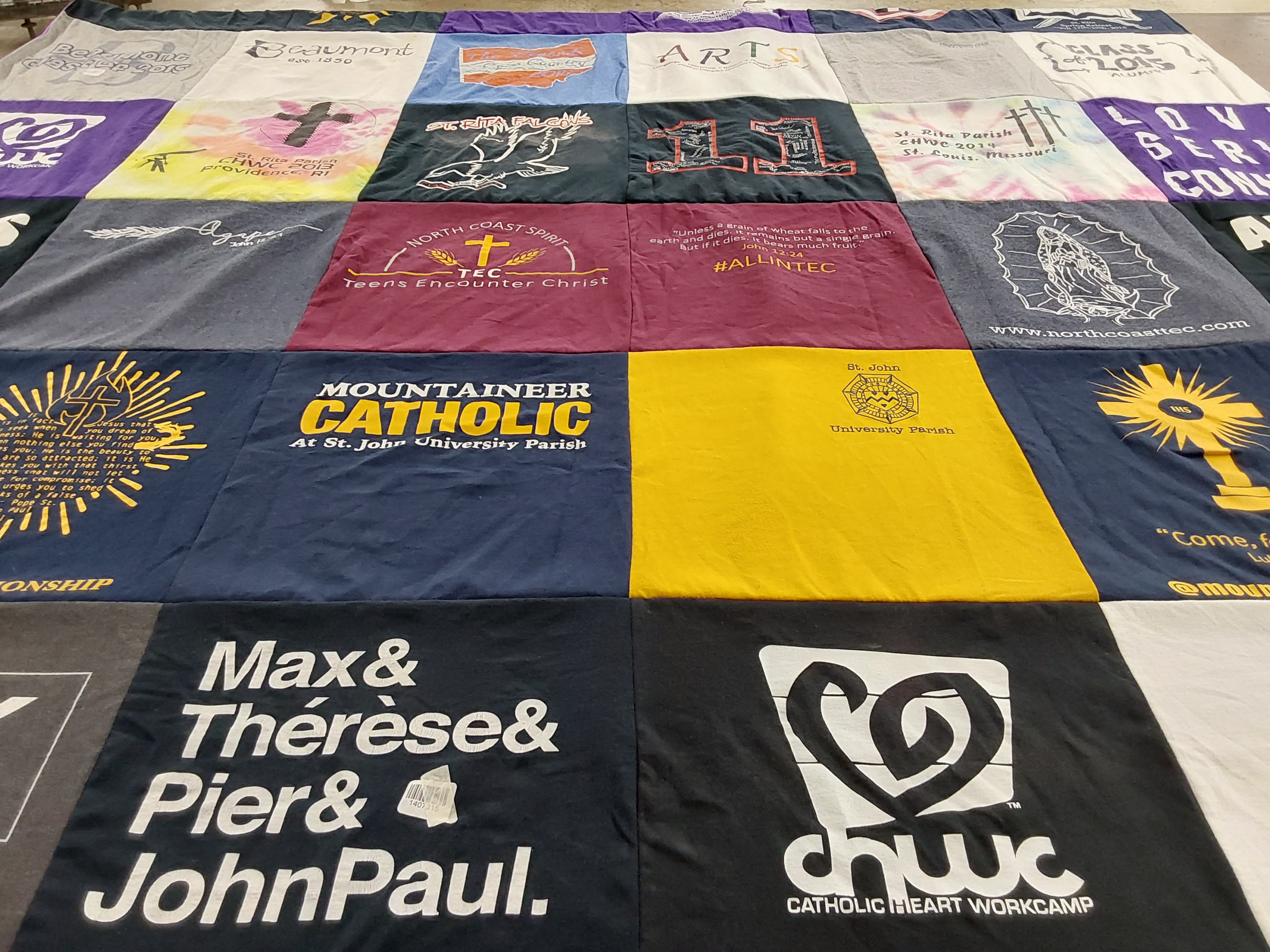 T-shirt quilt from st. john university parish by Julie from OH