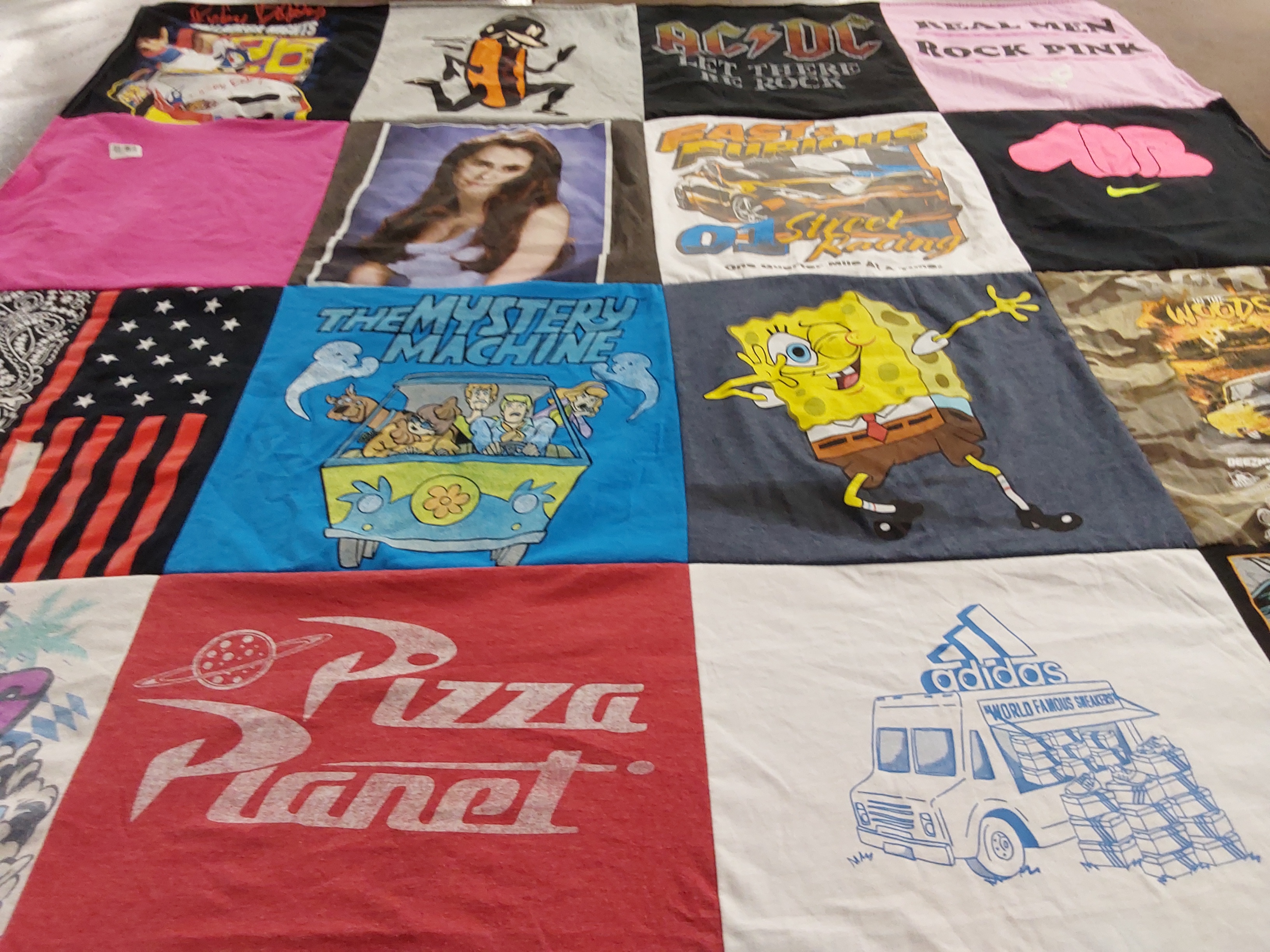 T-shirt quilt with music, cartoons themes by Lilly from IN