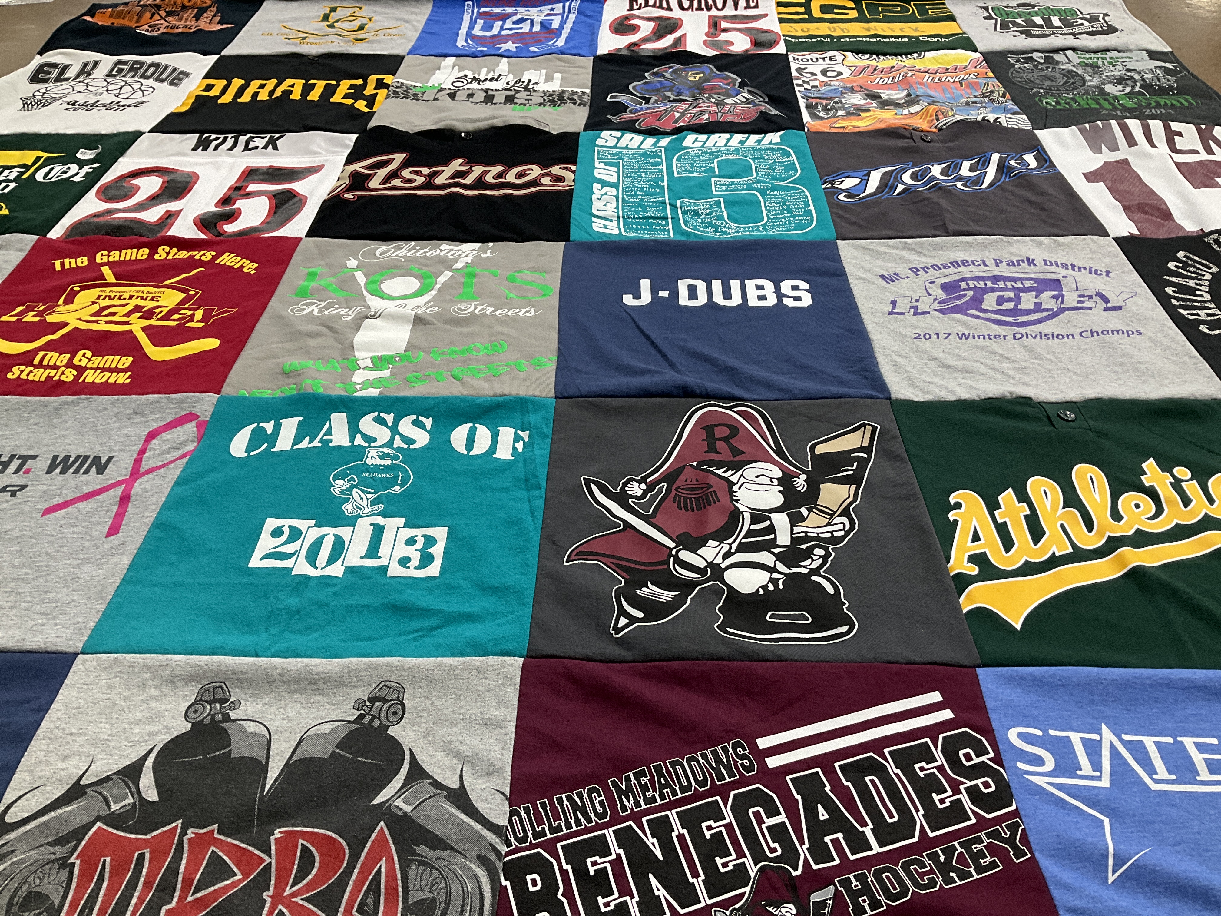 T-shirt quilt featuring rolling meadows renegades hockey by Cori from IL
