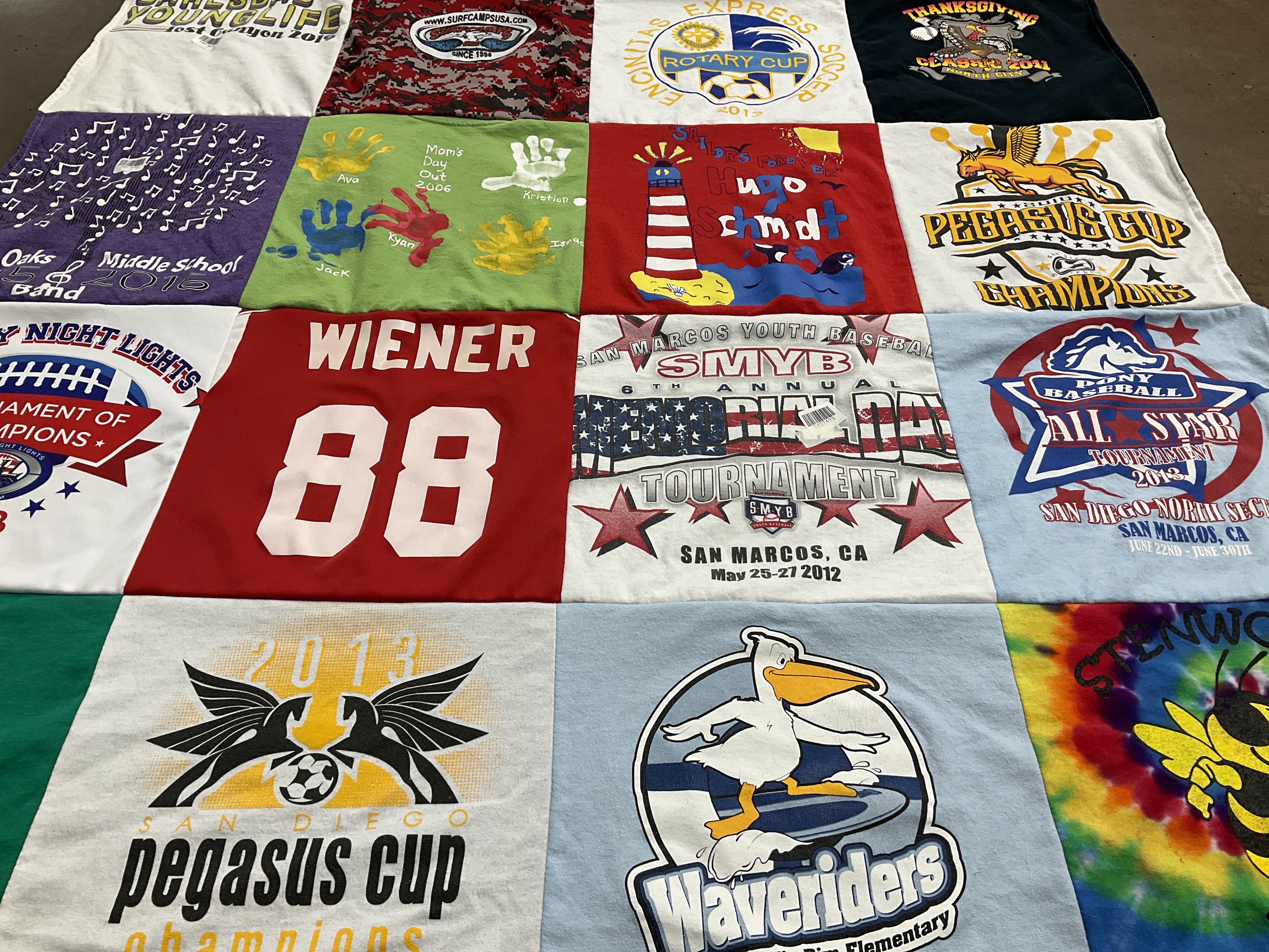 T-shirt quilt featuring san marcos youth baseball by Marybeth from SC