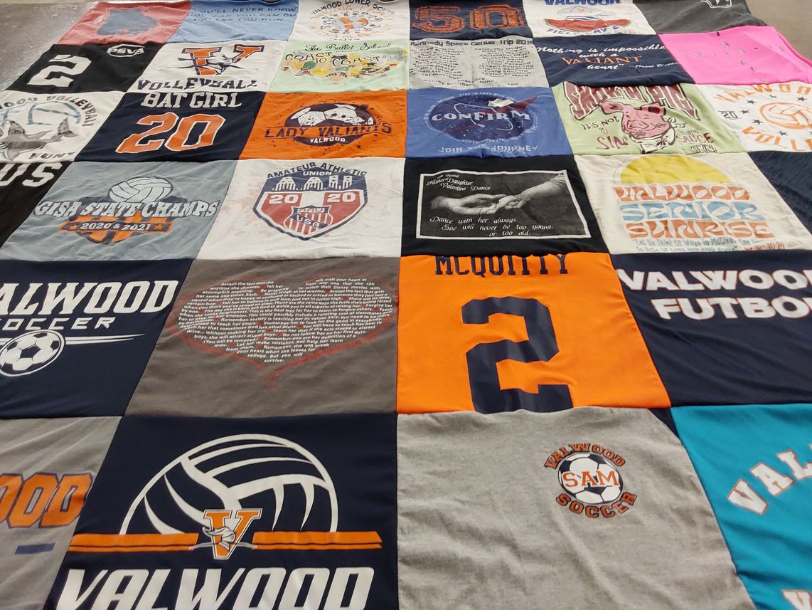 T-shirt quilt featuring valwood soccer, valwood volleyball by Wanda from GA