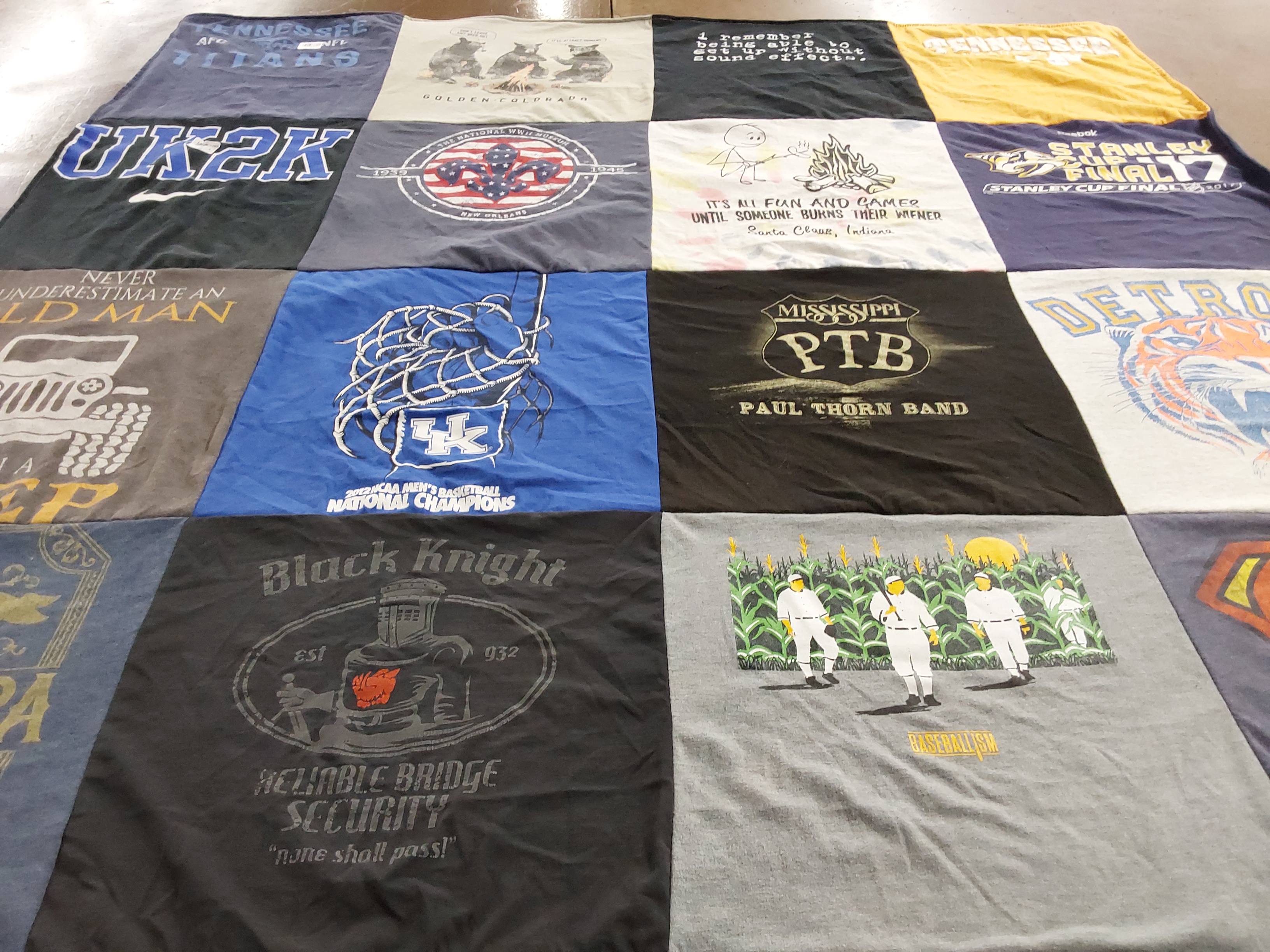 T-shirt quilt featuring uk athletics, detroit tigers by Lisa from TN
