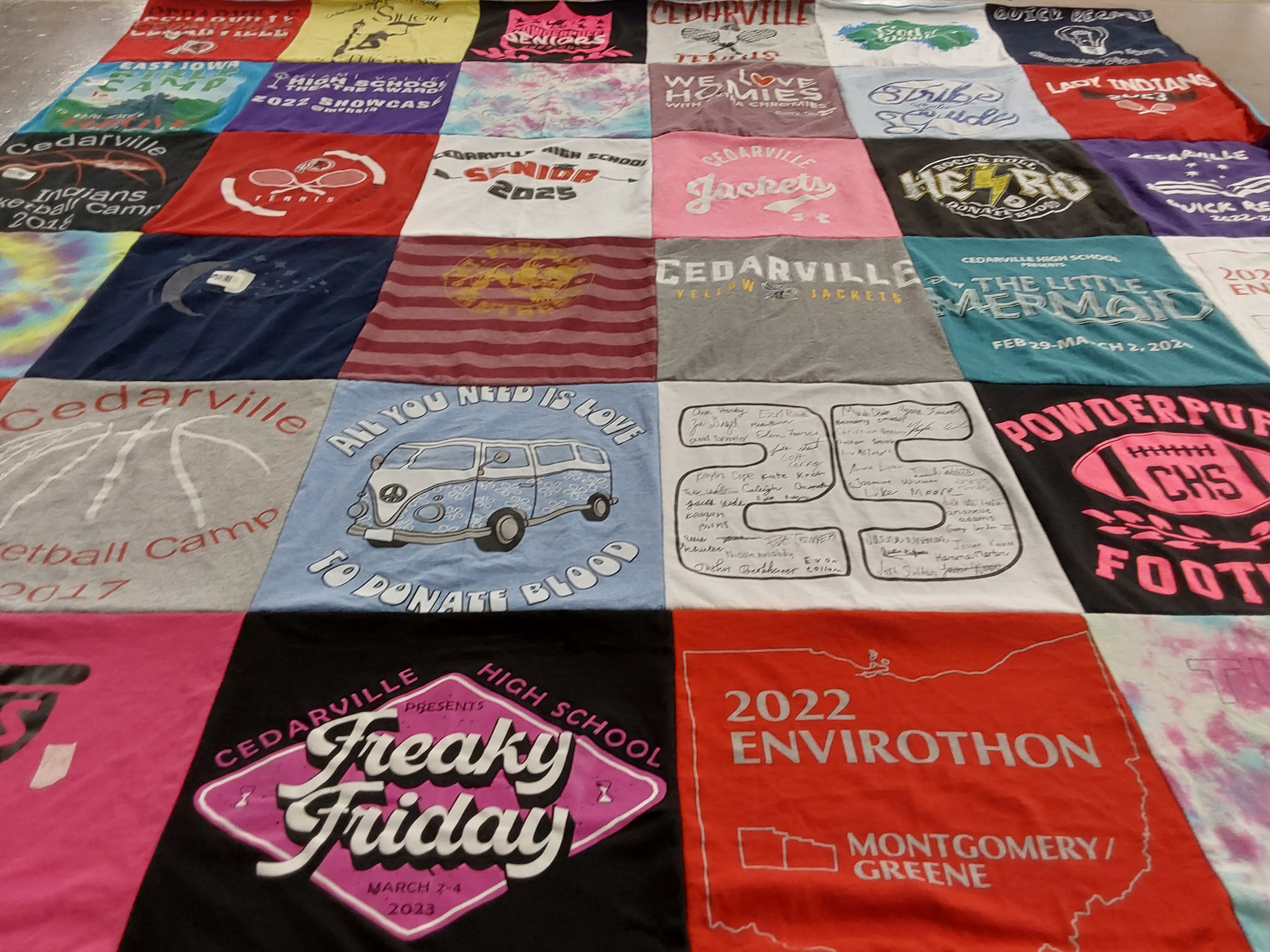 T-shirt quilt featuring cedarville high school football, cedarville high school seniors by Carter from OH
