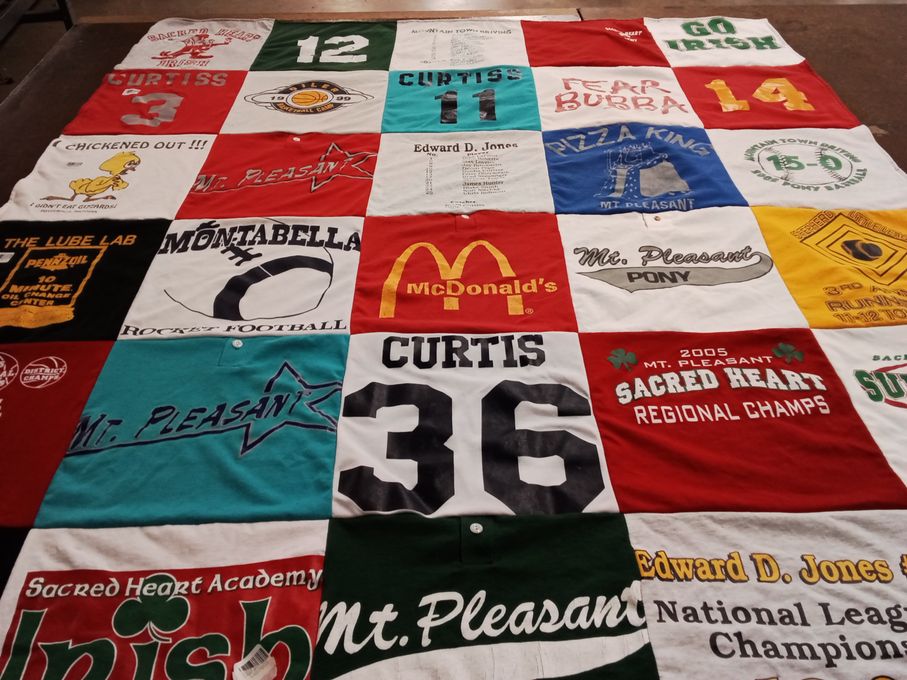 T-shirt quilt featuring rockets football, curtis football by Joanne from MI