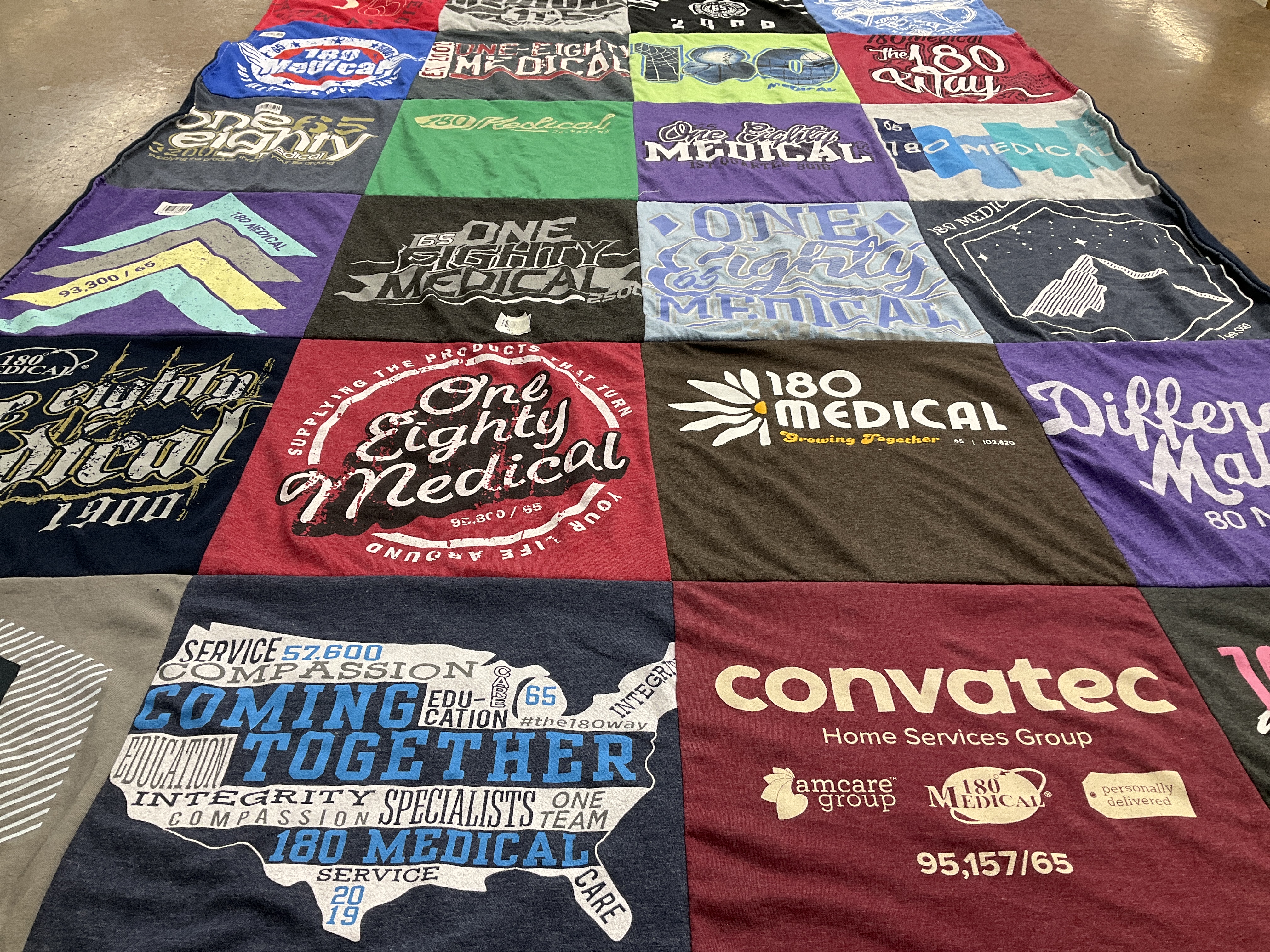 T-shirt quilt with healthcare, medical supplies themes by Lindsay from OK