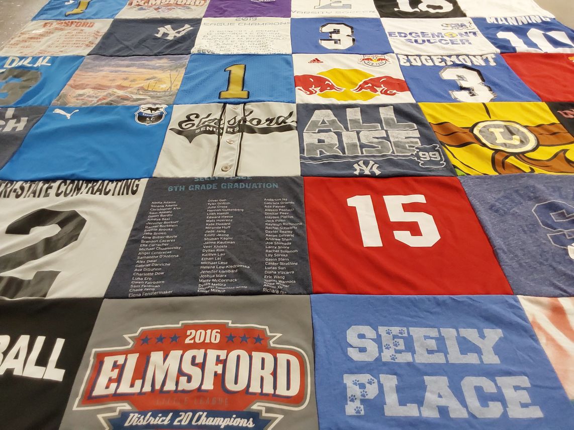 T-shirt quilt featuring elmsford little league, edgemont soccer by Debbie from NY