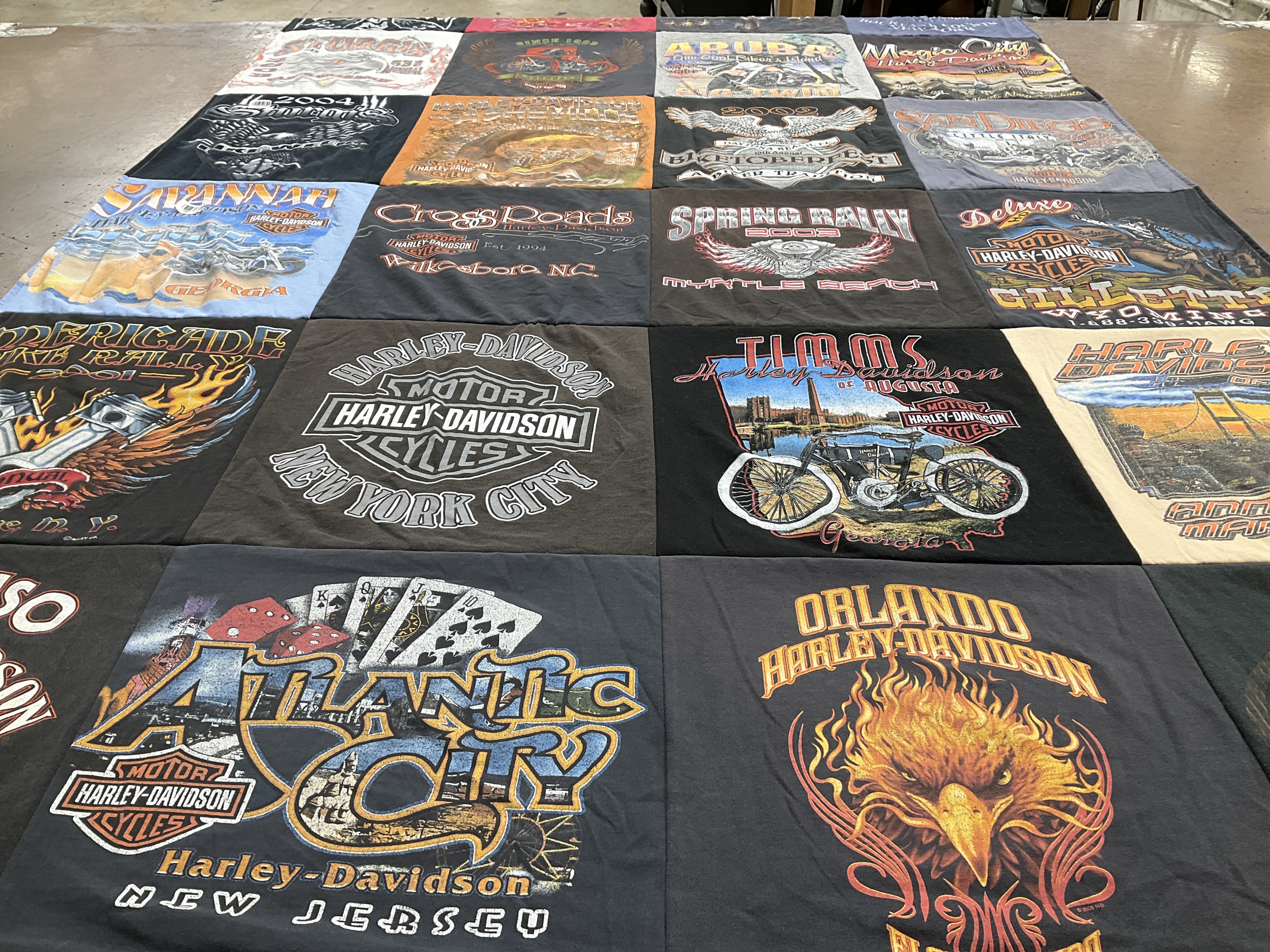 T-shirt quilt with motorcycling, biking themes by Frank from DE