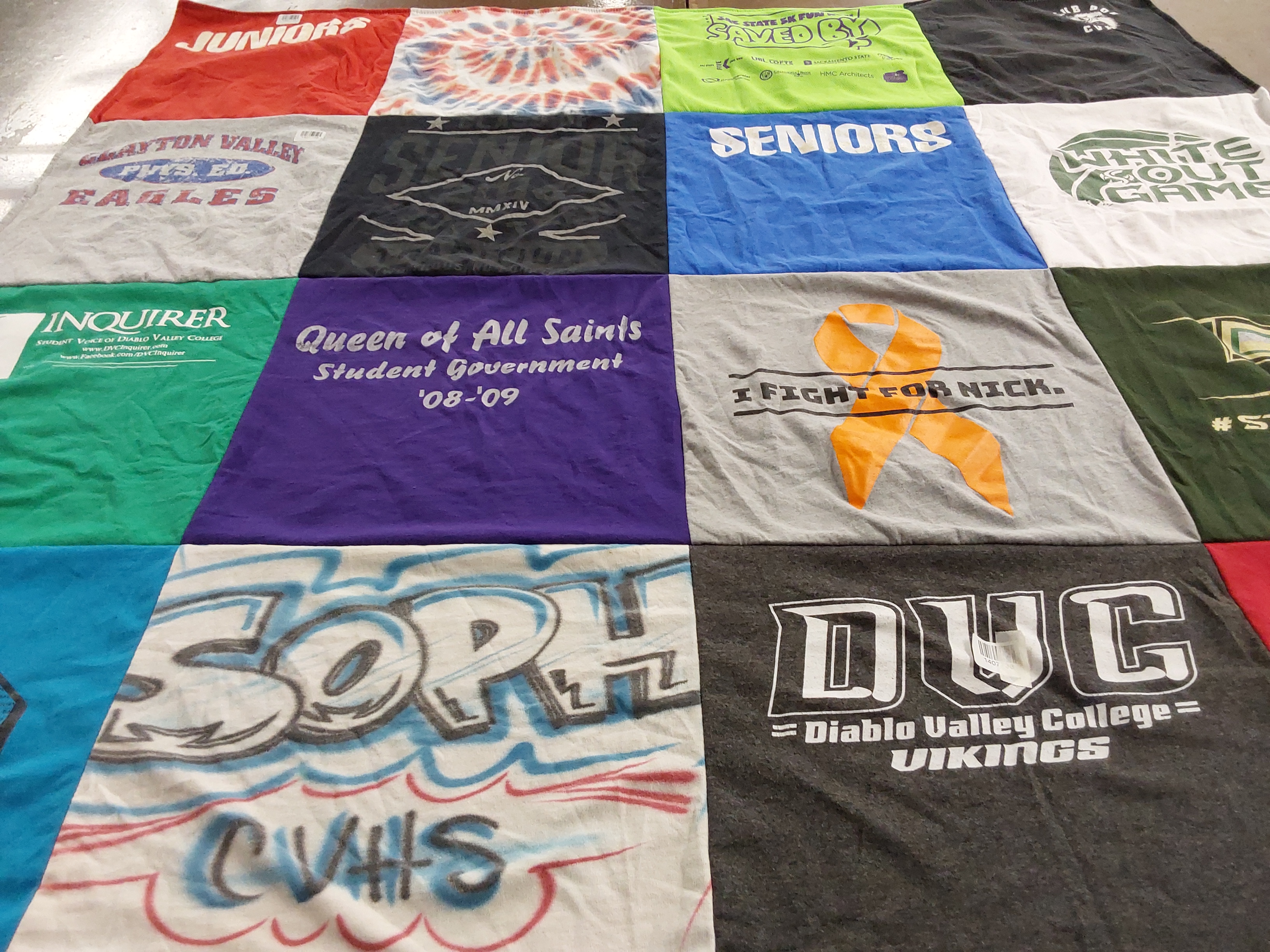 T-shirt quilt featuring diablo valley college vikings by Julianna from CA