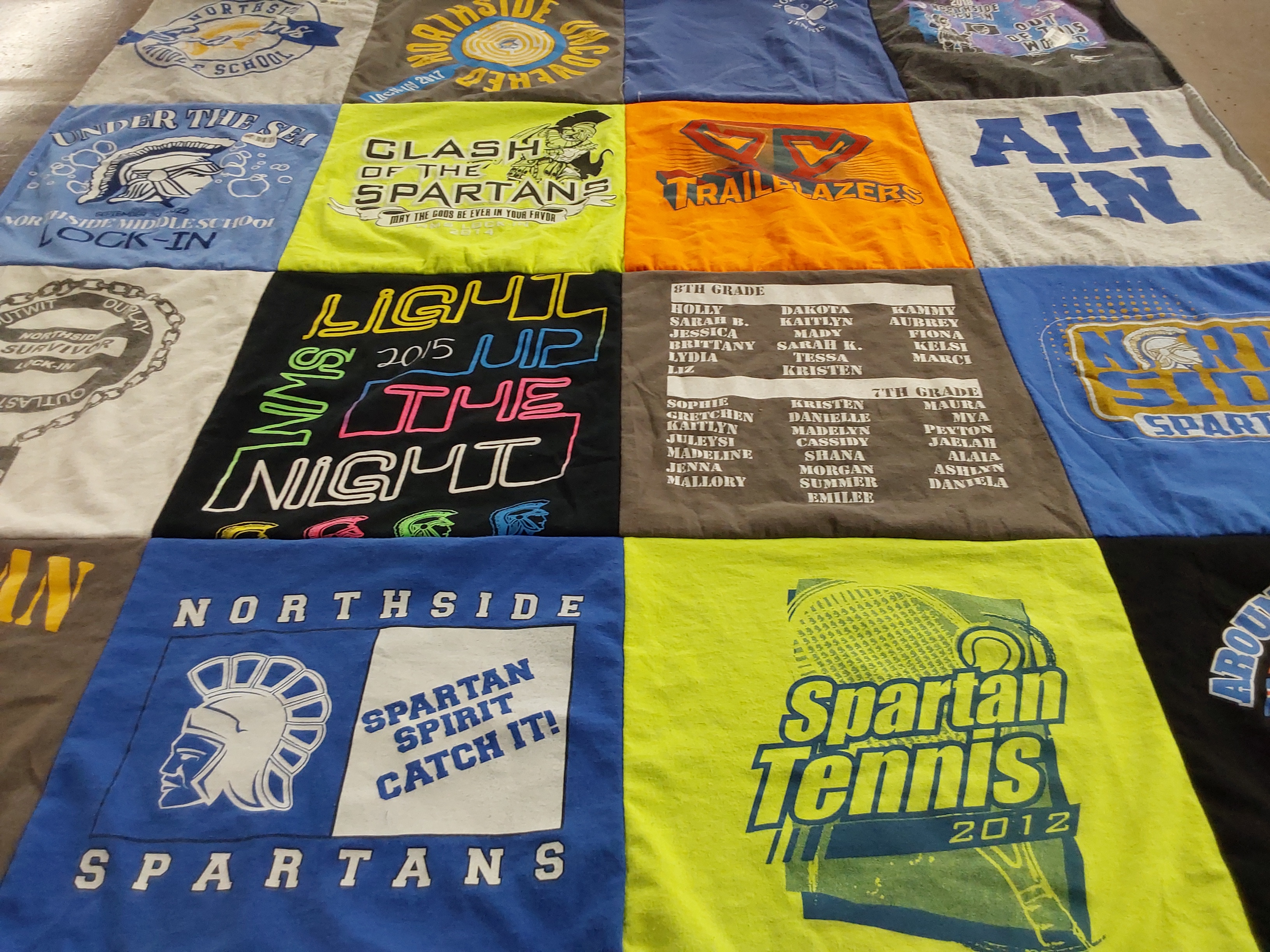 T-shirt quilt featuring northside spartans by Aubrey from IN