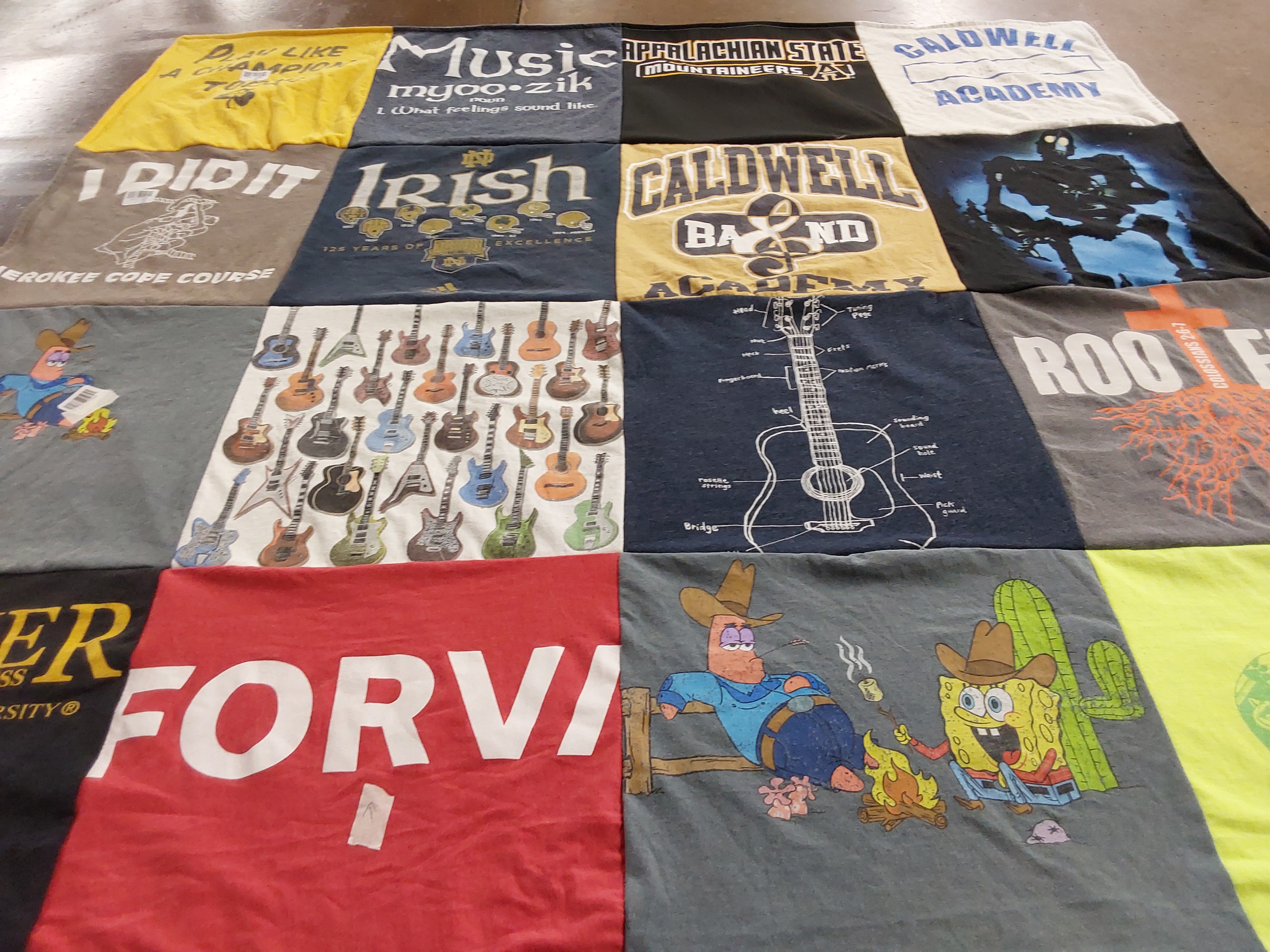 T-shirt quilt featuring appalachian state mountaineers by Ron cochran from NC