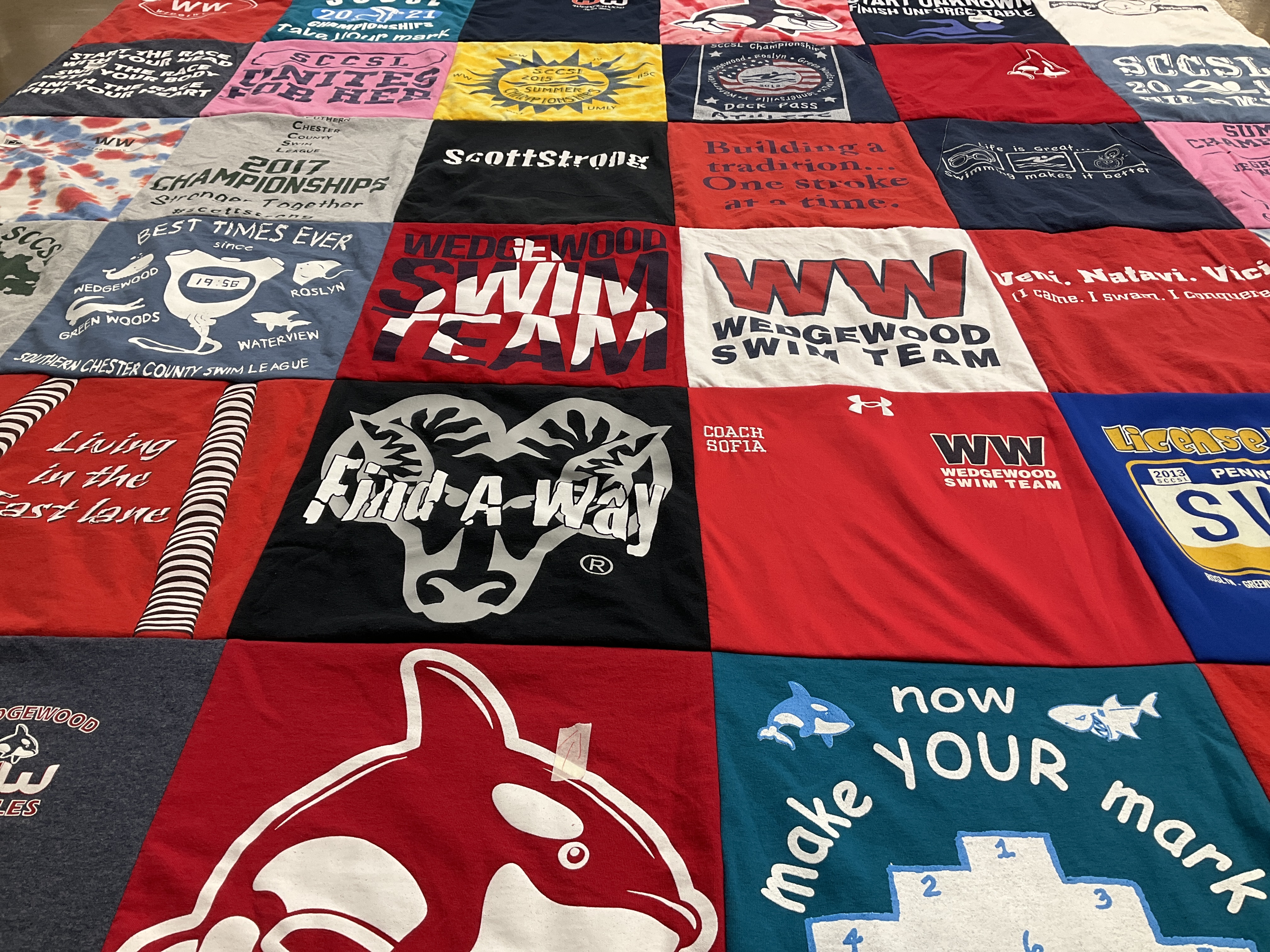 T-shirt quilt from wedgewood swim team by Sofia from PA