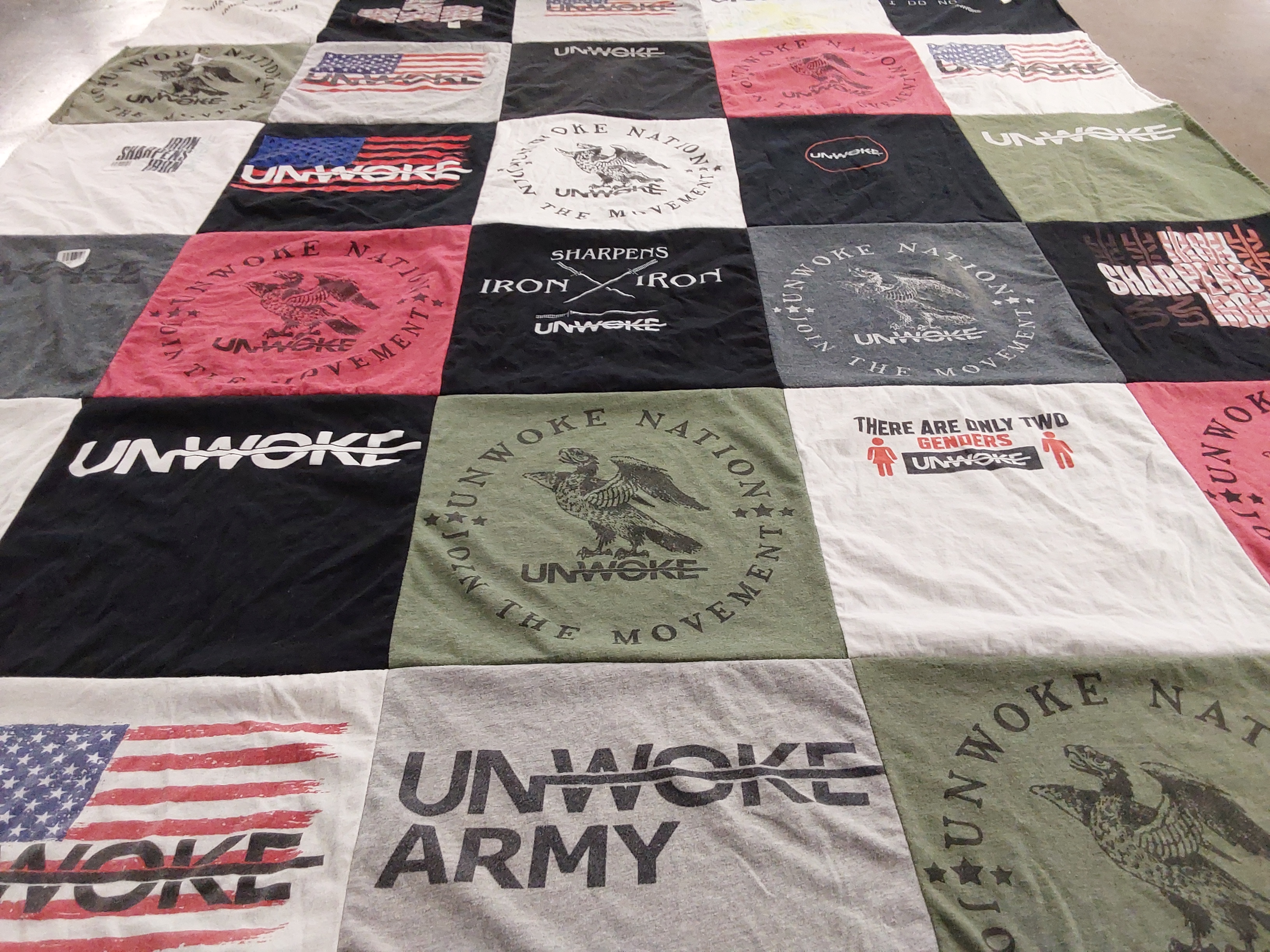 T-shirt quilt with politics, activism themes by Alyssa from CA