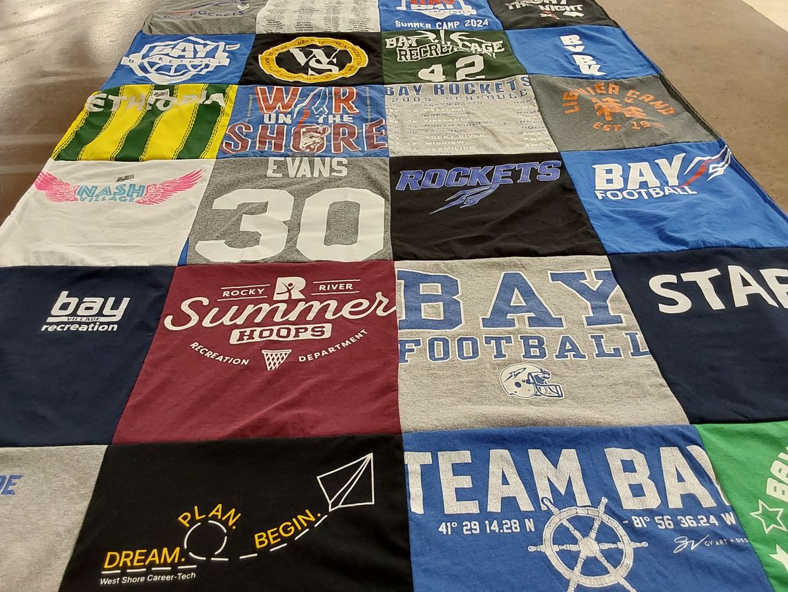 T-shirt quilt featuring bay rockets, bay football by Juli from OH