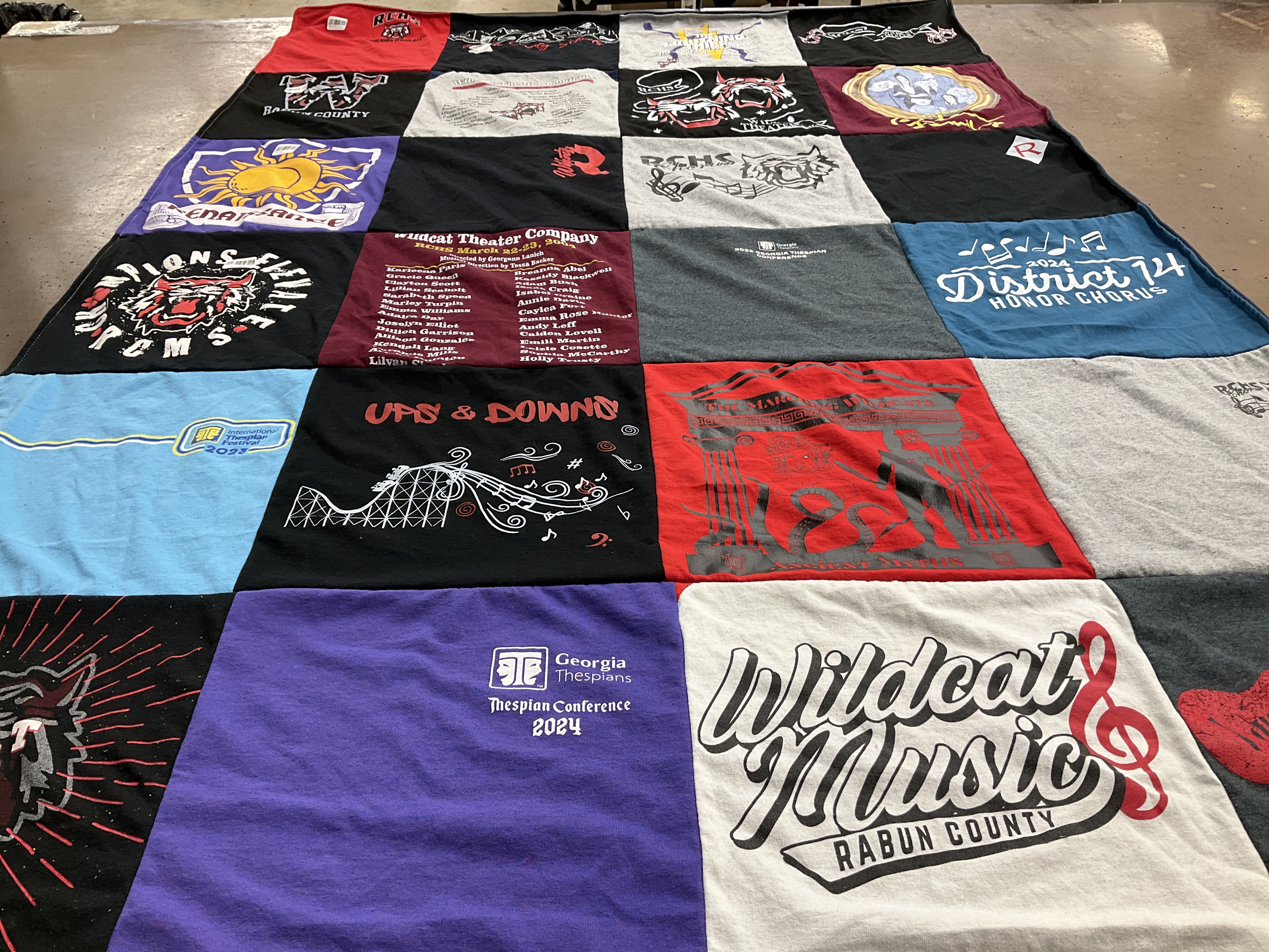 T-shirt quilt from rabun county, wildcat theater company by Carla from GA