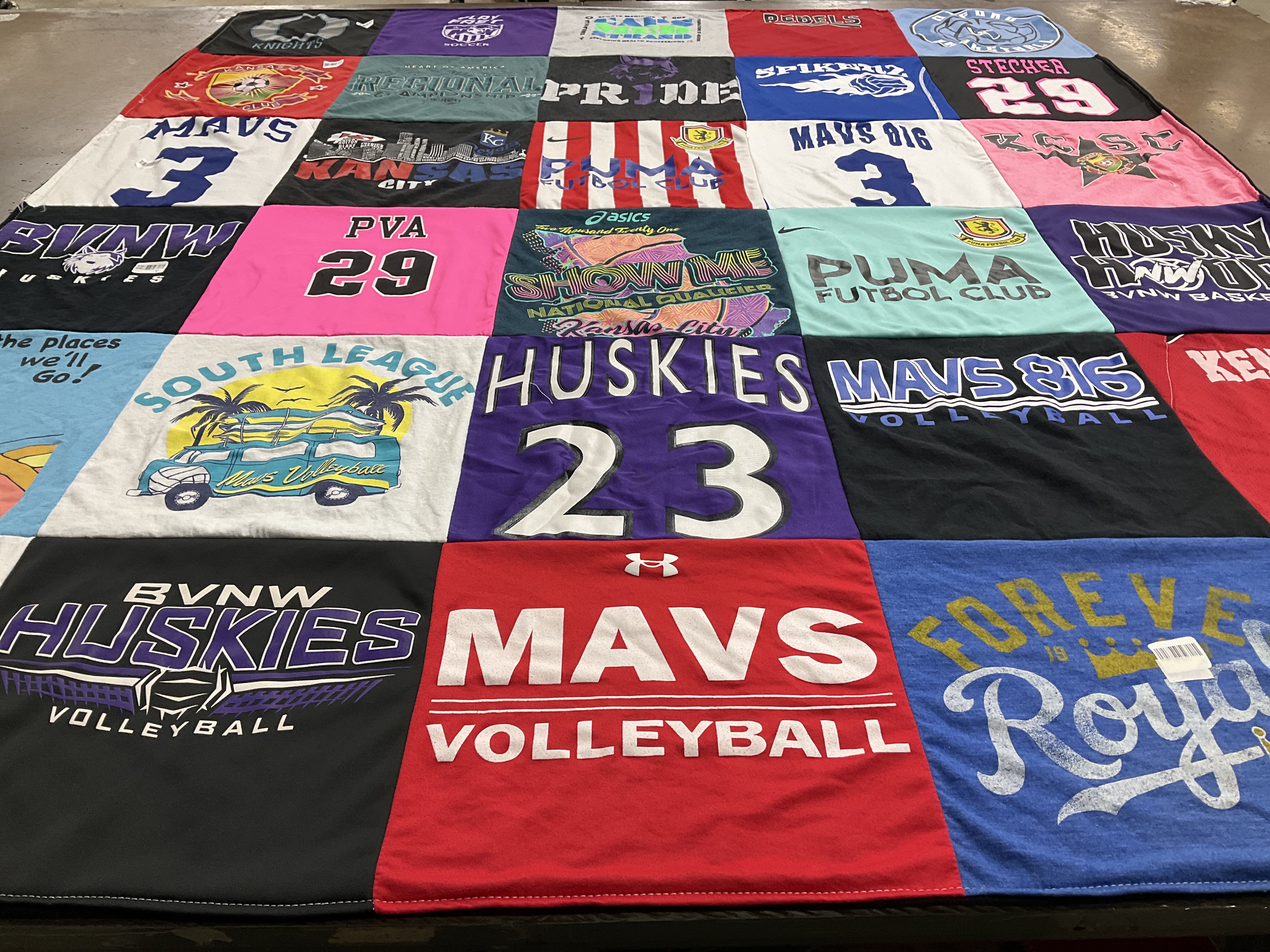 T-shirt quilt featuring mavs volleyball, bvnw huskies volleyball by Jennifer from KS