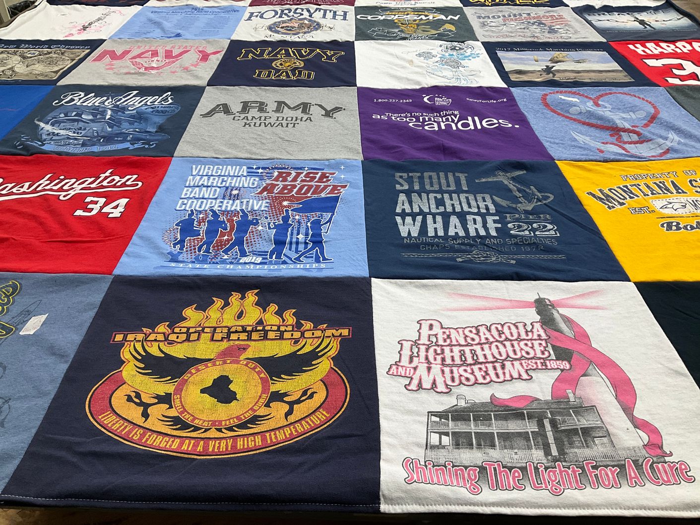 T-shirt quilt with military, naval themes by Greg from VA