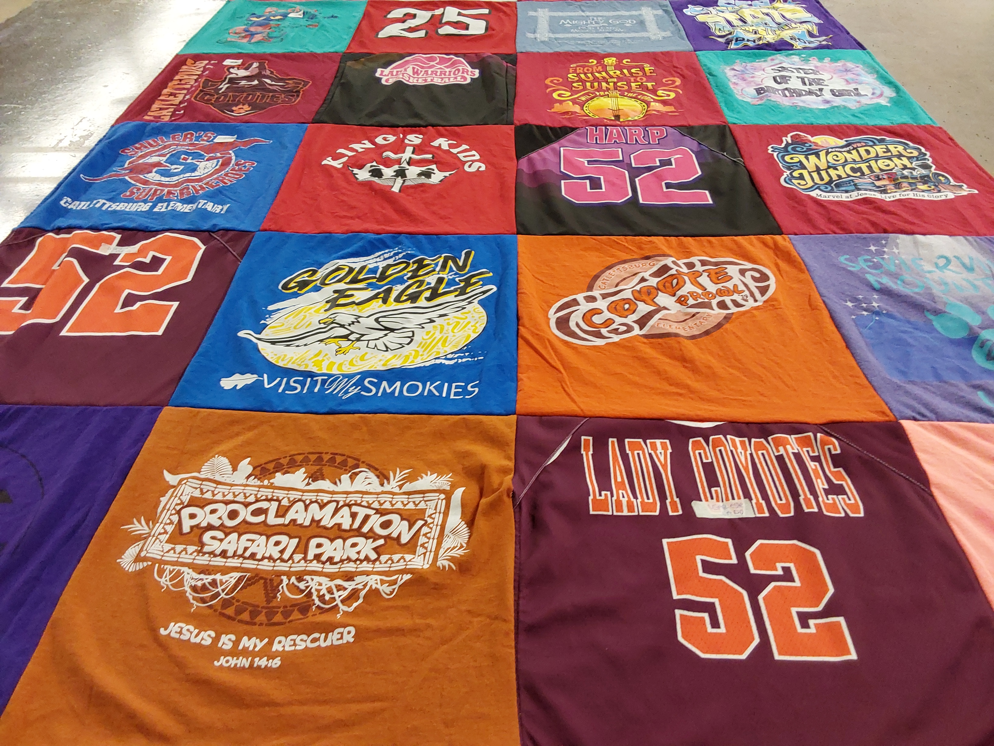 T-shirt quilt featuring lady coyotes basketball, warriors basketball by Caitlyn from TN