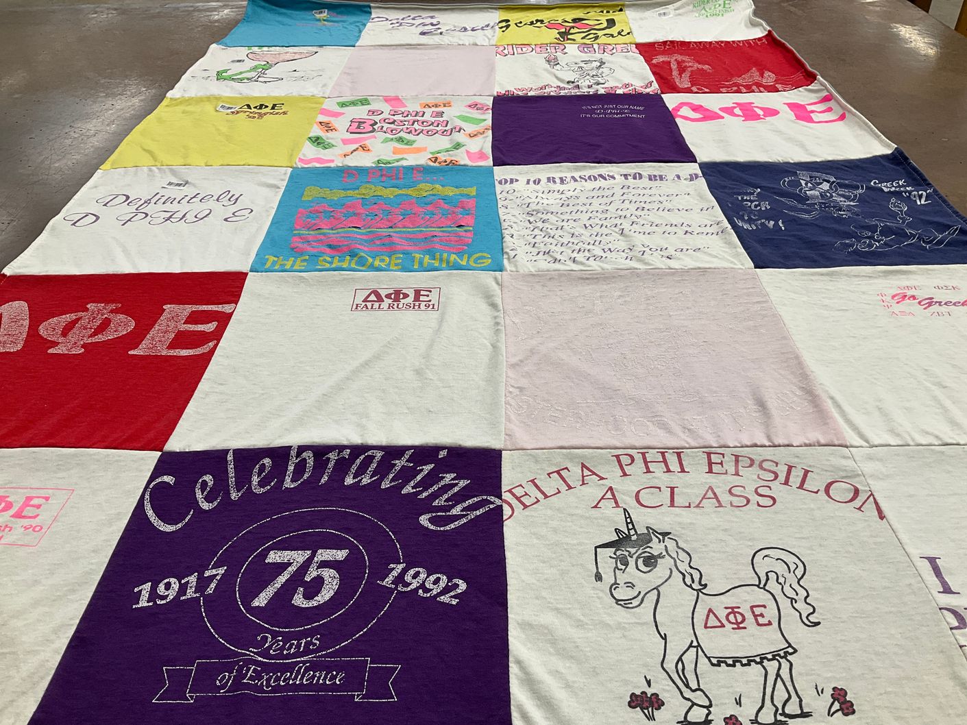 T-shirt quilt with sorority, sorority life themes by Michelle from NJ
