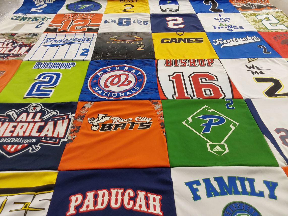 T-shirt quilt featuring murray nationals, river city bats by Aaron from KY