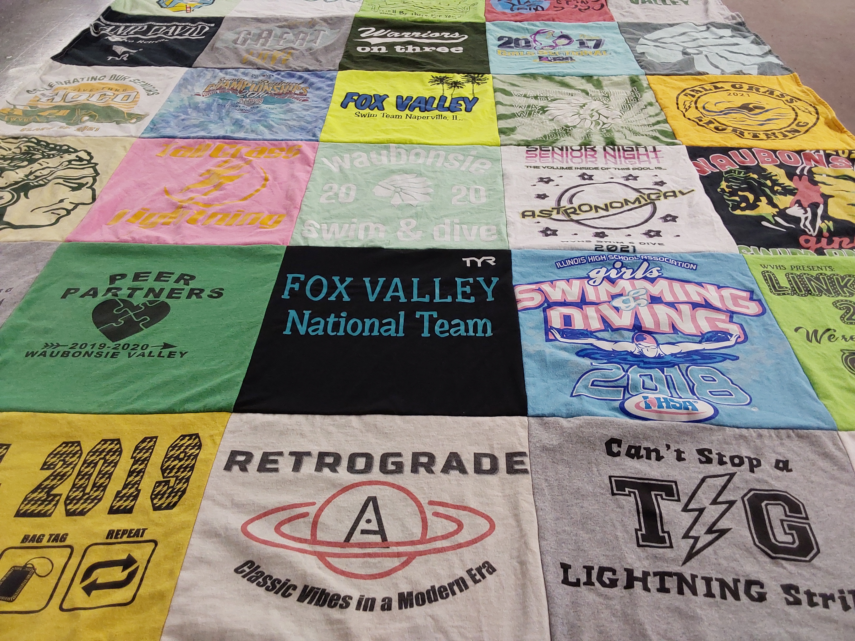T-shirt quilt featuring waubonsie valley swimming and diving team by Paige from IL