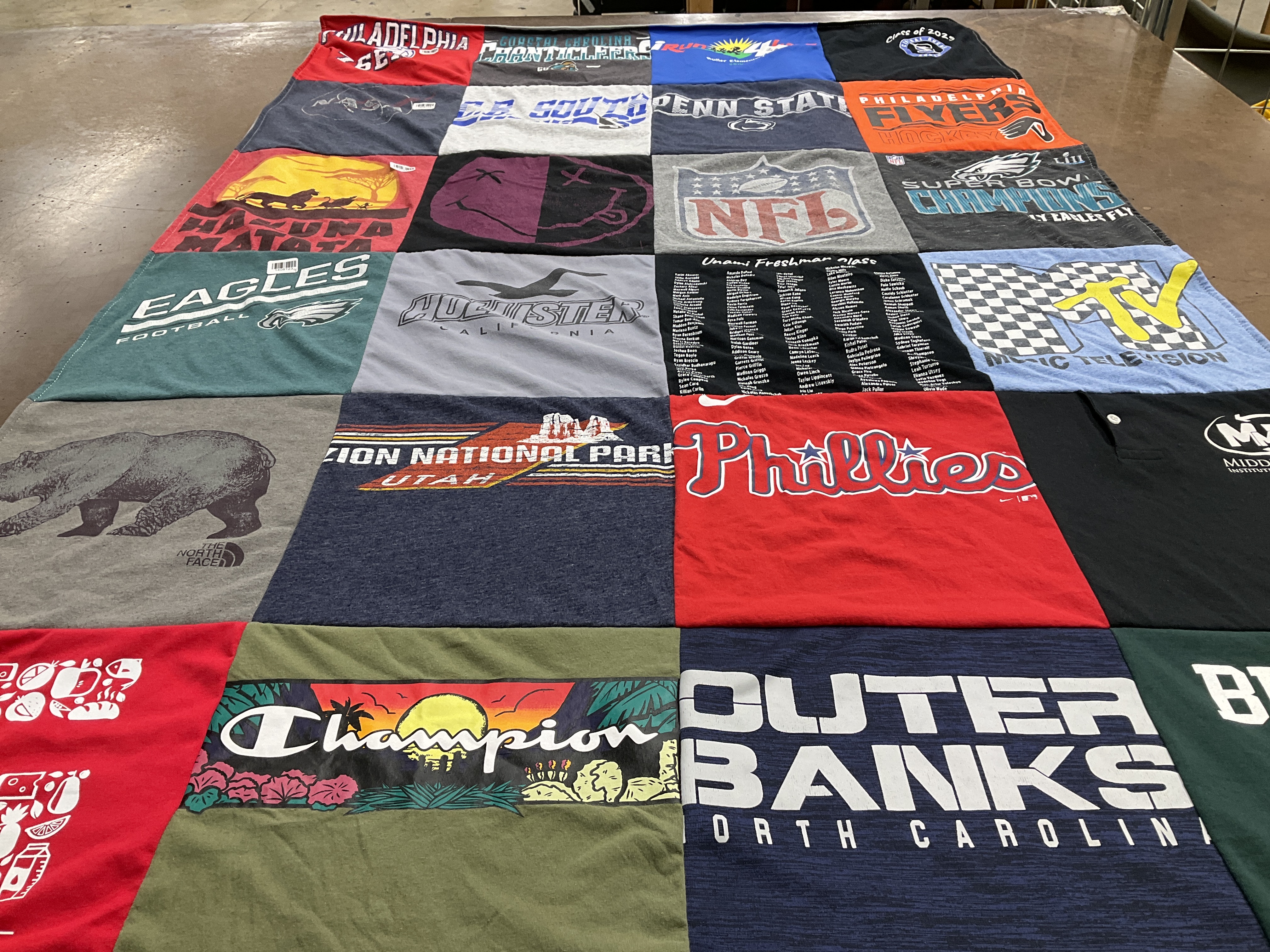 T-shirt quilt featuring philadelphia eagles, philadelphia phillies by Amy from PA