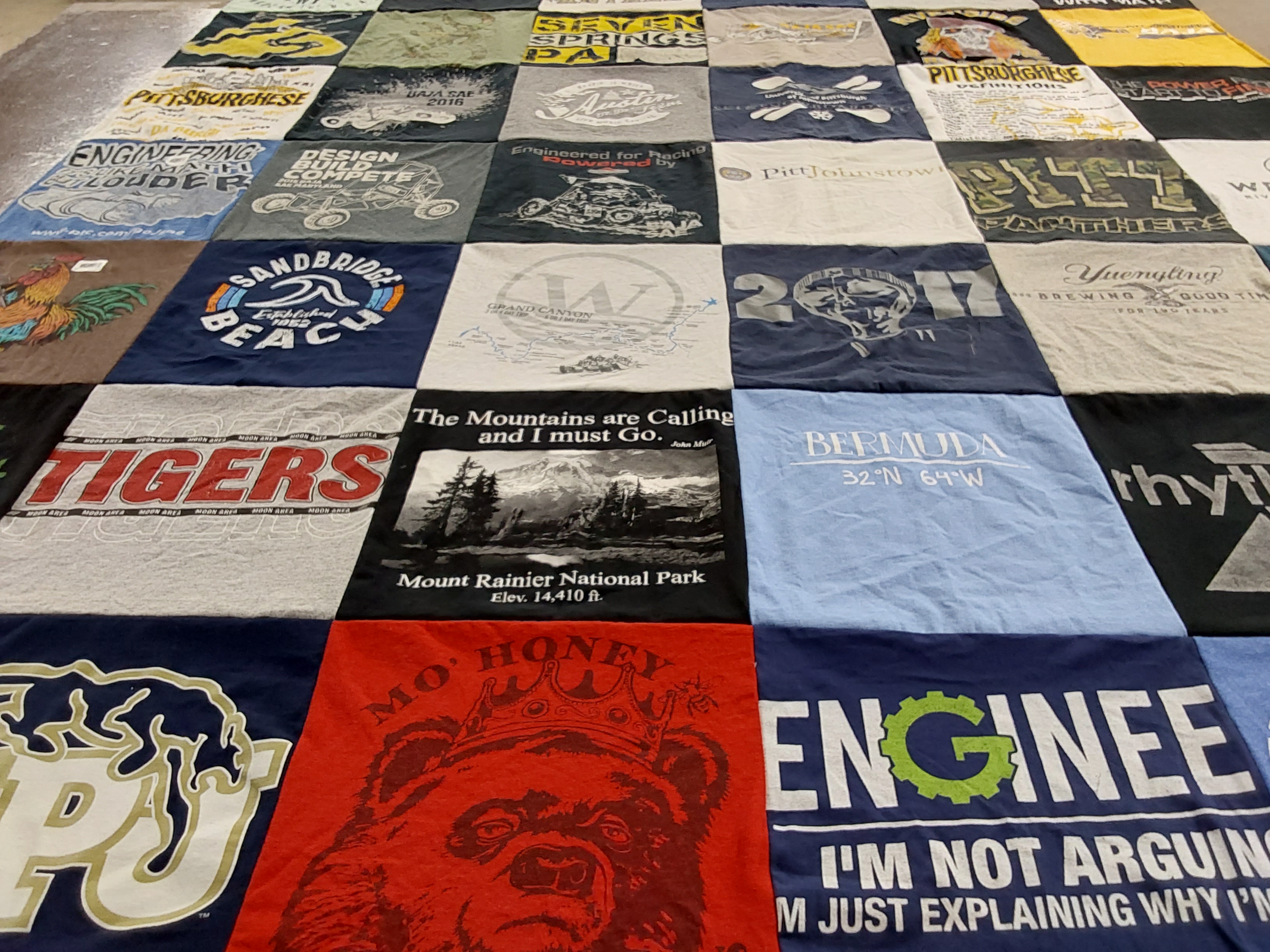 T-shirt quilt featuring tigers by Francis from PA