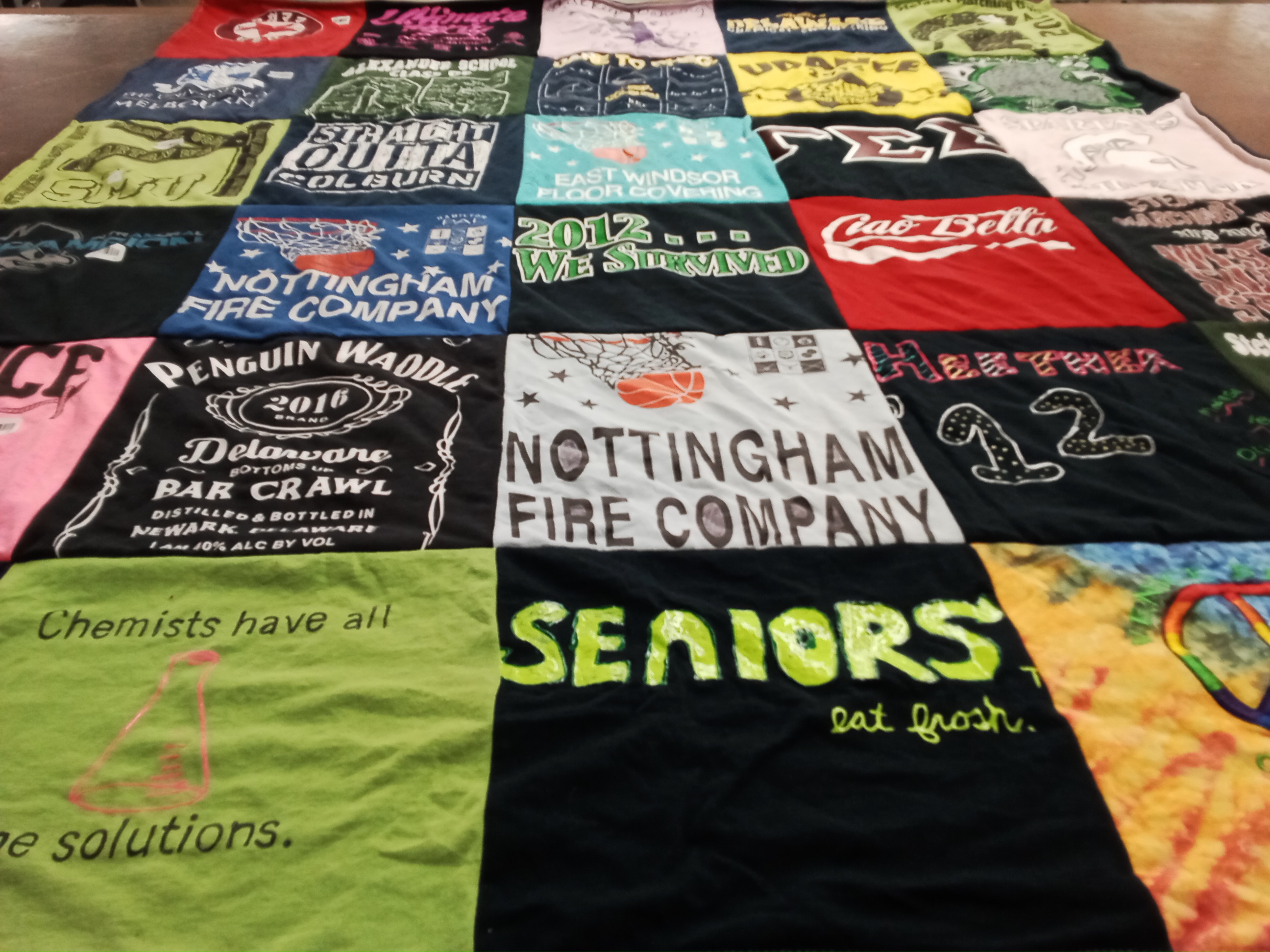T-shirt quilt from nottingham high school by Sarah from PA