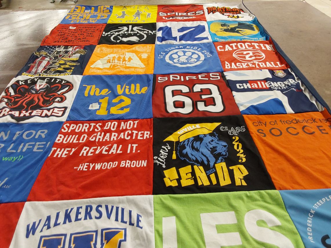 T-shirt quilt featuring key city ravens, catoctin basketball by Tina from MD