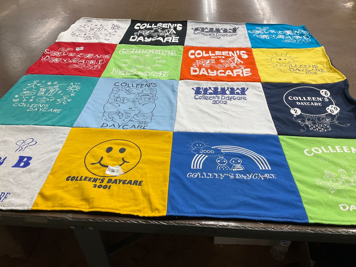 T-shirt quilt with daycare themes by Colleen from MI