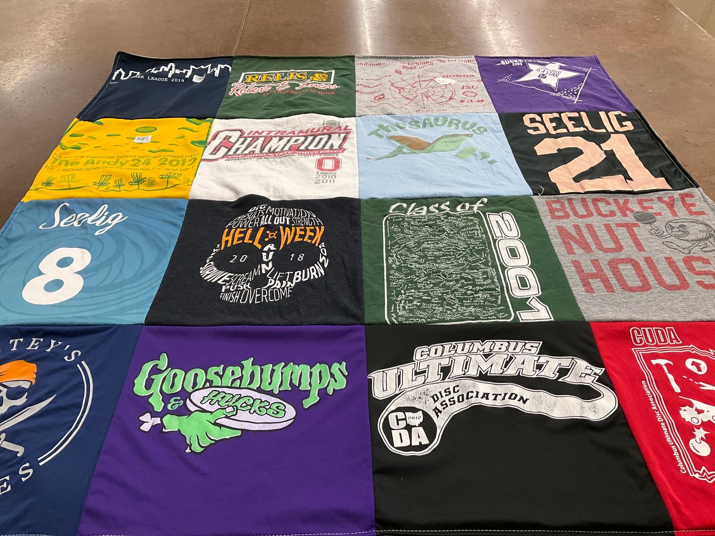 T-shirt quilt from the ohio state university by Brad from IN