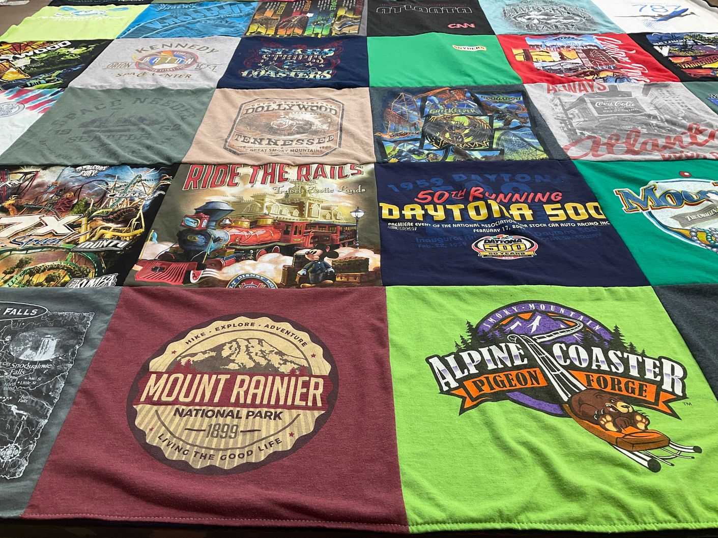 T-shirt quilt with theme parks, outdoor themes by Lori from NC