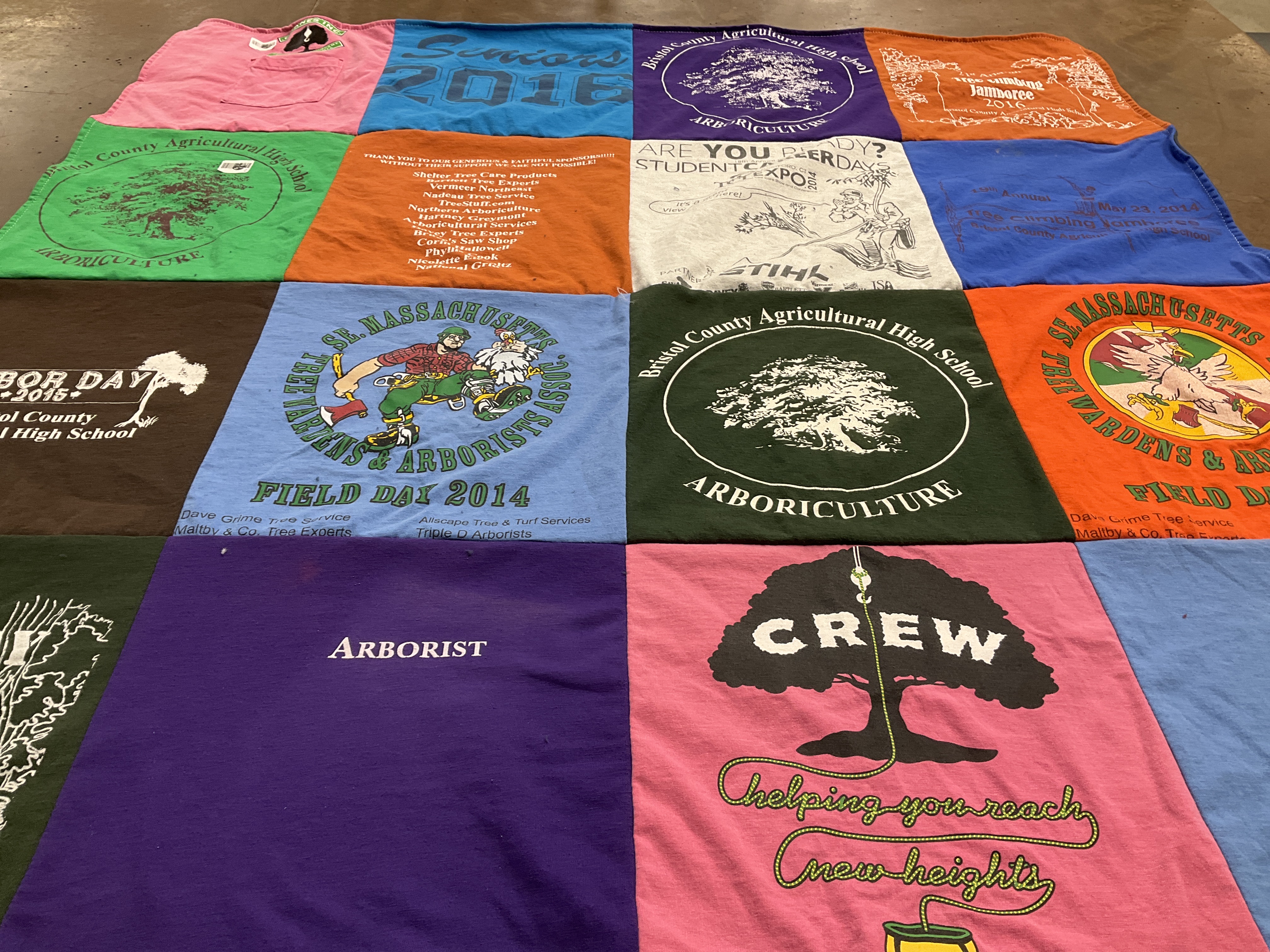 T-shirt quilt from british county agricultural high school by Sara from RI