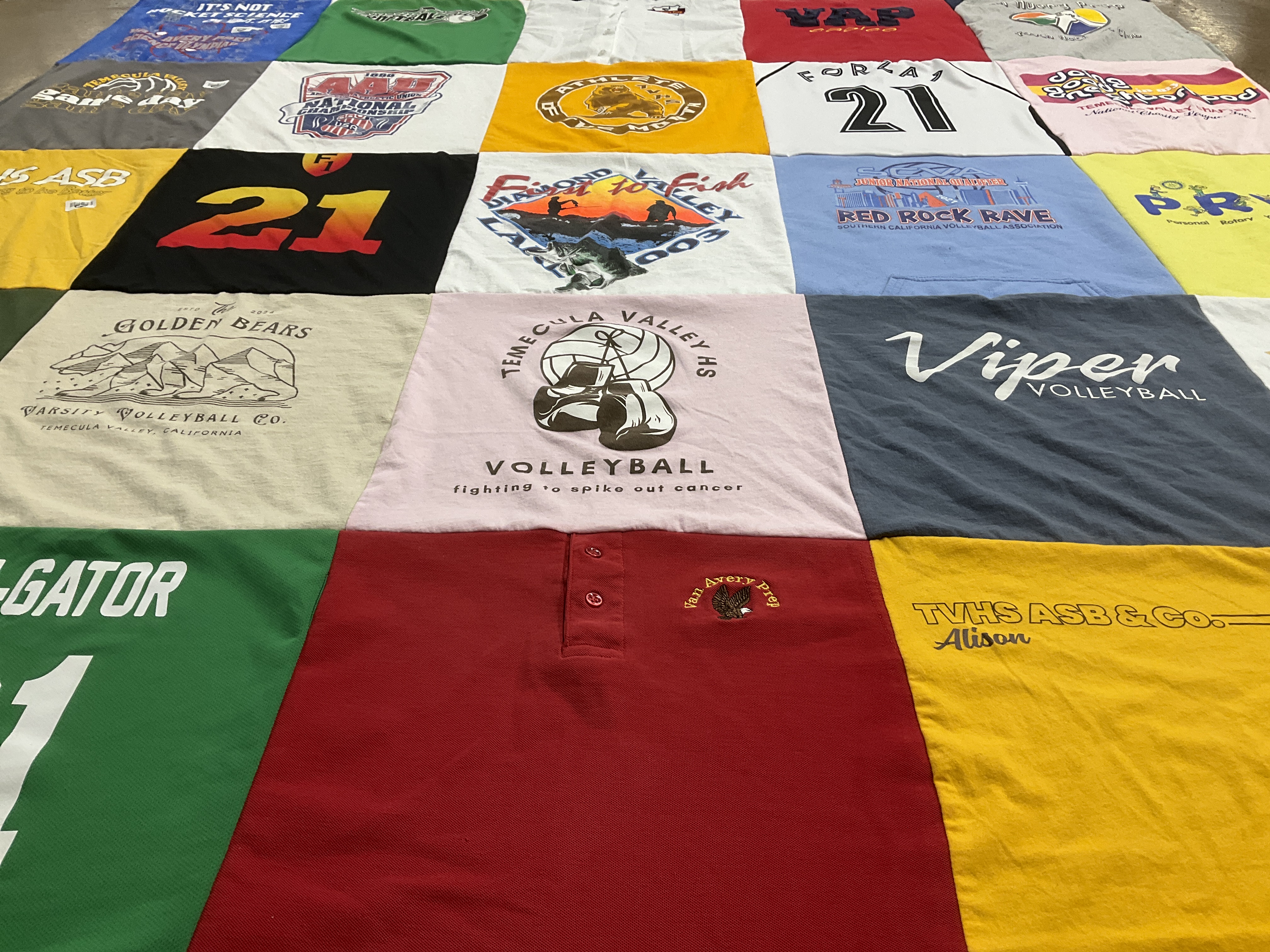 T-shirt quilt featuring viper volleyball by Stacey from CA