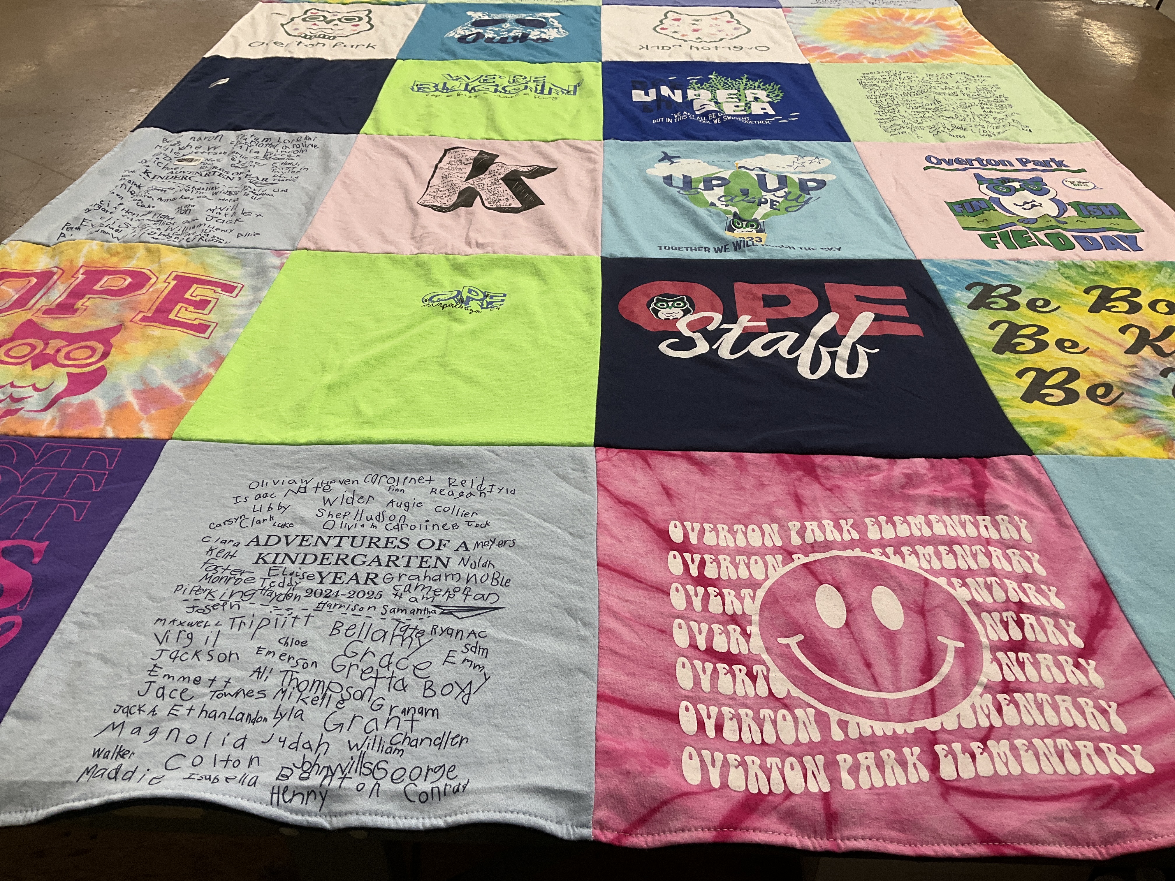 T-shirt quilt from overton park elementary by Colleen from TX